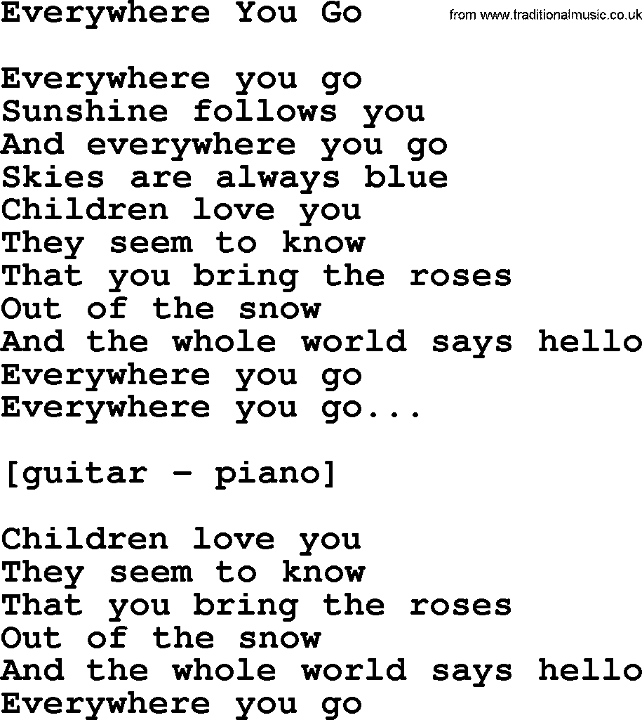Willie Nelson song: Everywhere You Go lyrics