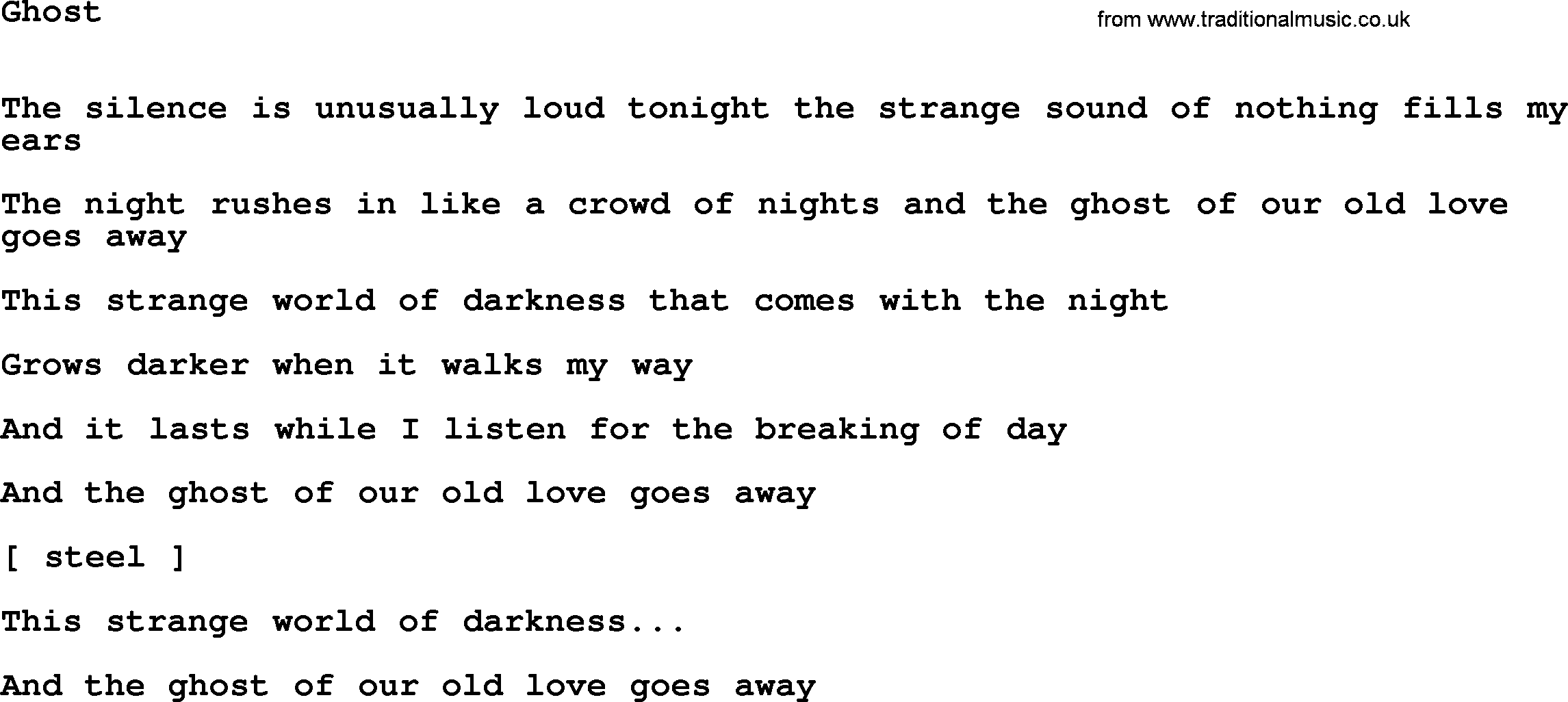 Willie Nelson song: Ghost lyrics