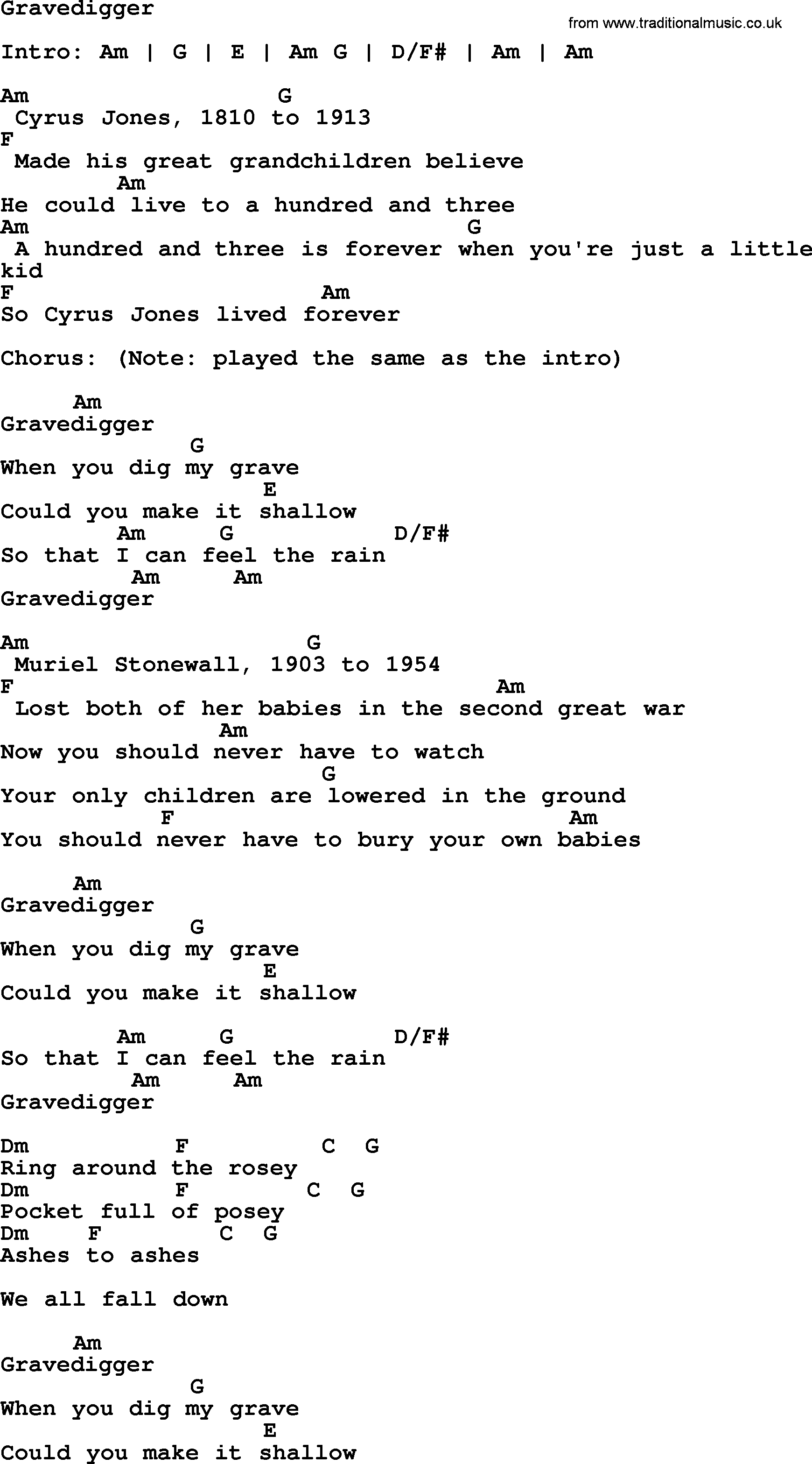 Willie Nelson song: Gravedigger, lyrics and chords