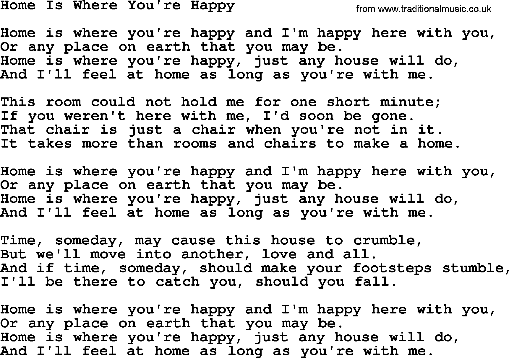 Willie Nelson song: Home Is Where You're Happy lyrics