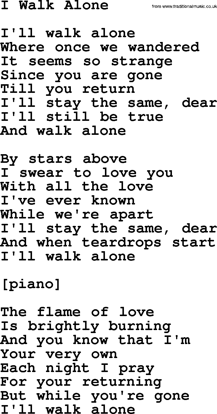 Willie Nelson song: I Walk Alone lyrics