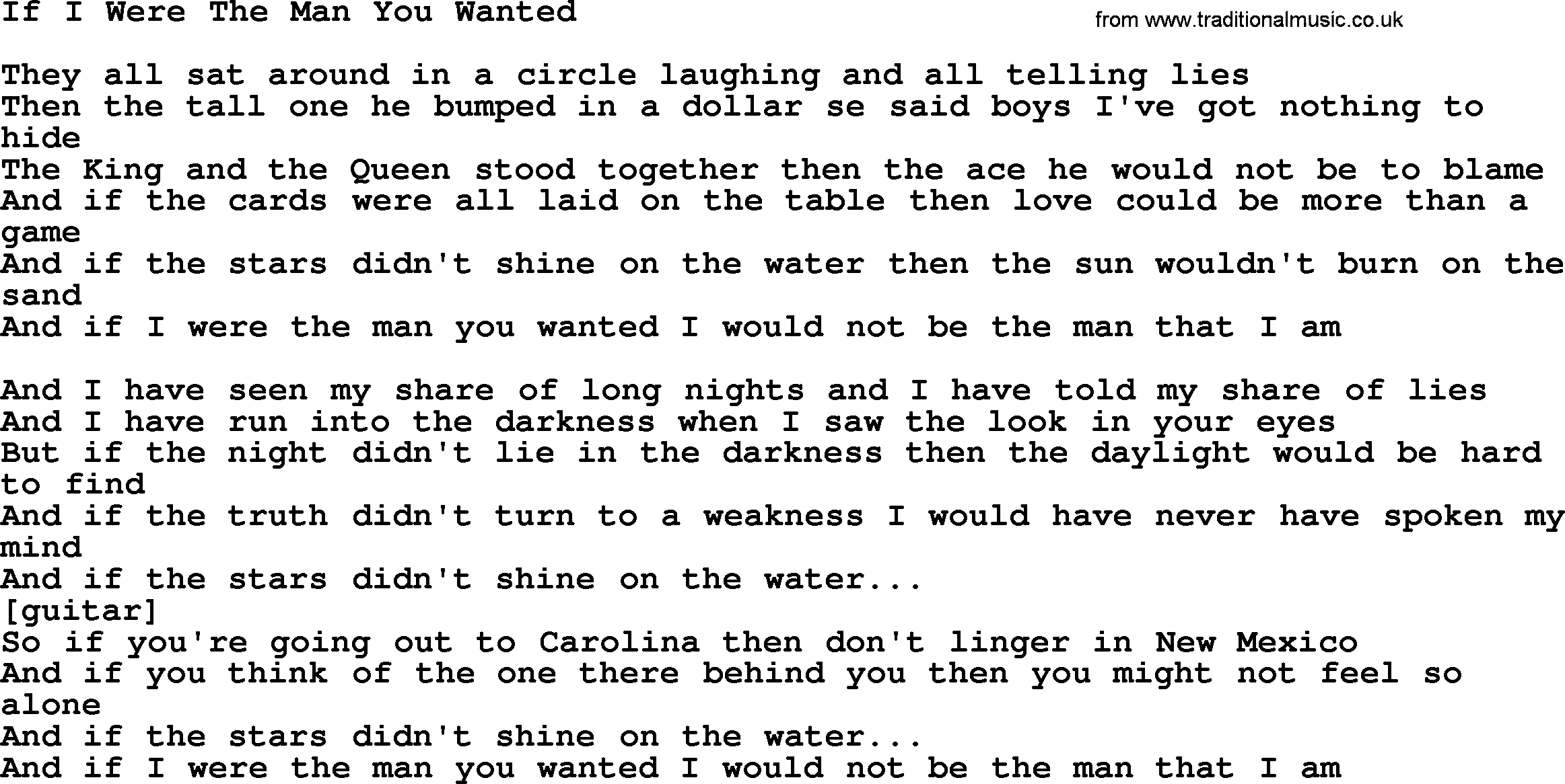 Willie Nelson song: If I Were The Man You Wanted lyrics