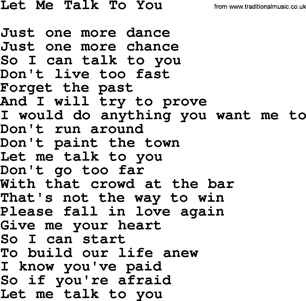 Willie Nelson song: Let Me Talk To You lyrics