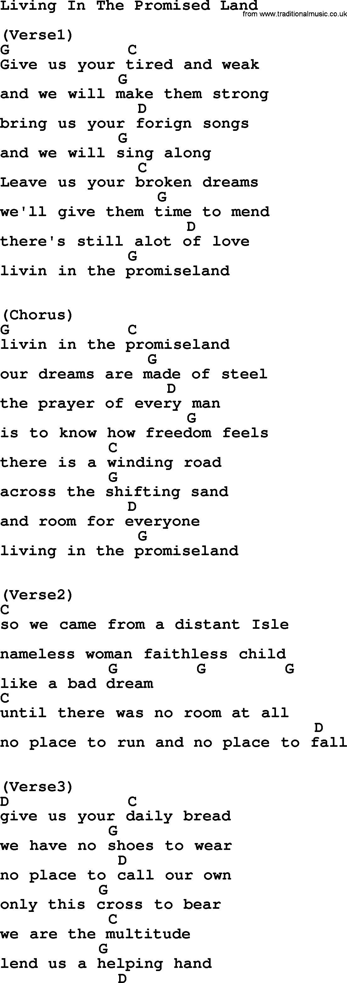 Willie Nelson song: Living In The Promised Land, lyrics and chords