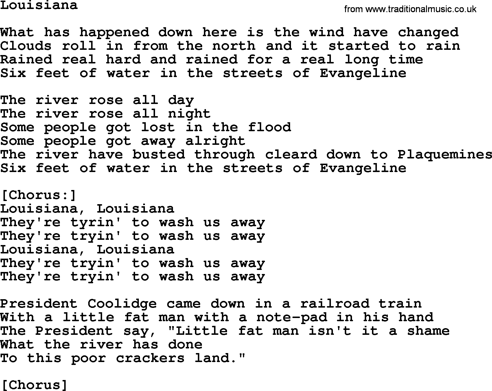 Willie Nelson song: Louisiana lyrics