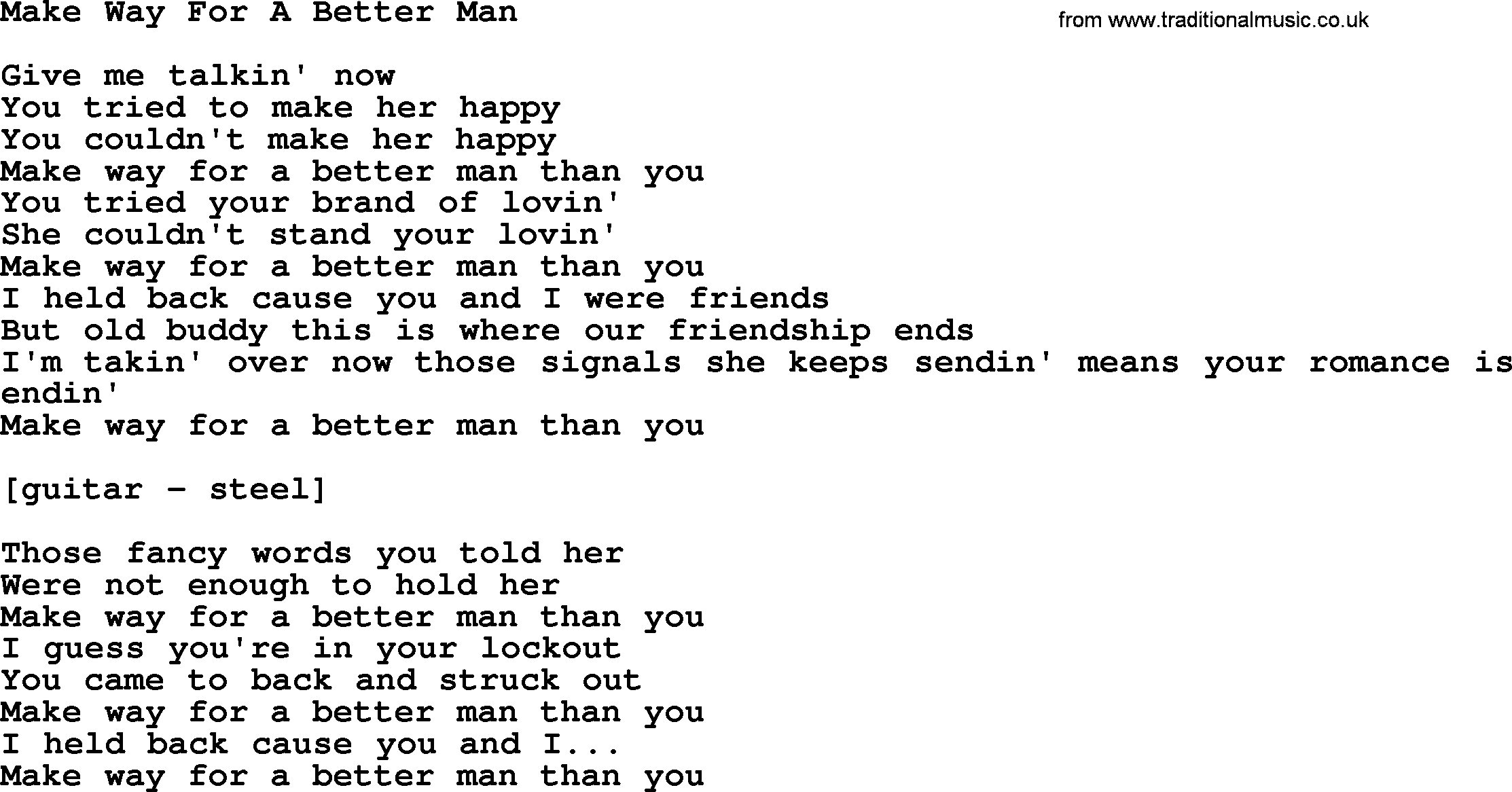 To be a better man lyrics
