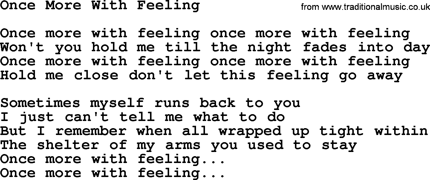 Willie Nelson song: Once More With Feeling lyrics