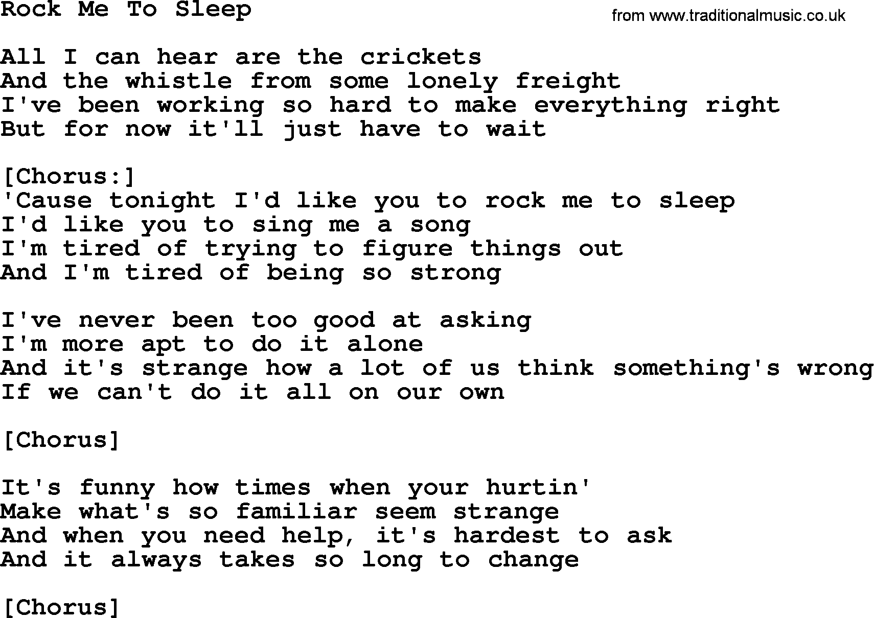 Willie Nelson song: Rock Me To Sleep lyrics