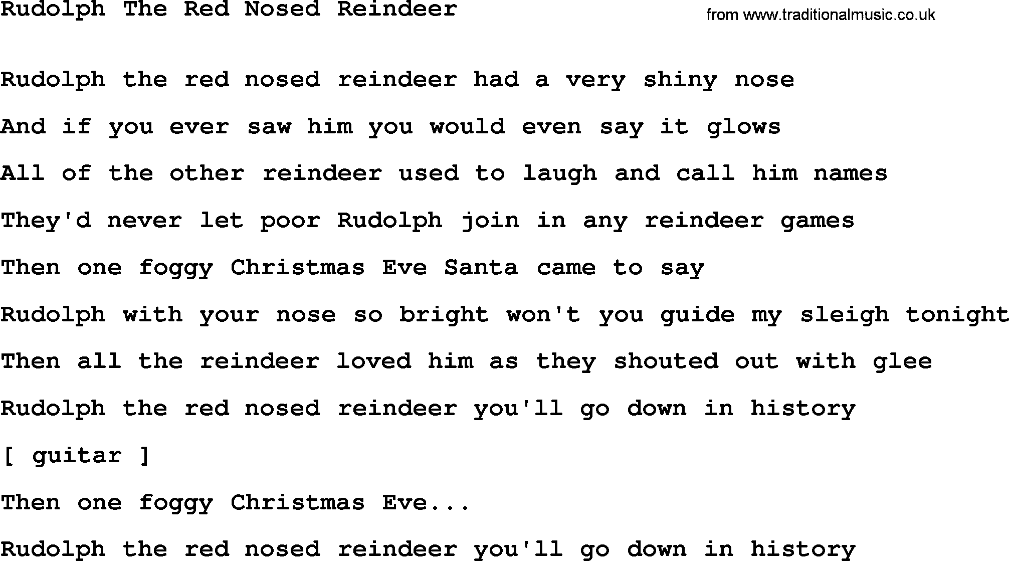 Willie Nelson song: Rudolph The Red Nosed Reindeer lyrics