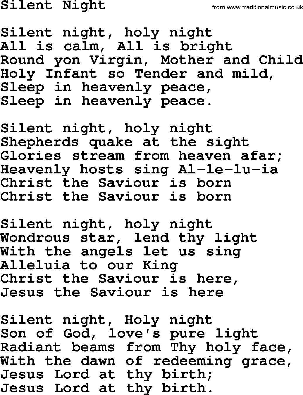 Willie Nelson song: Silent Night lyrics