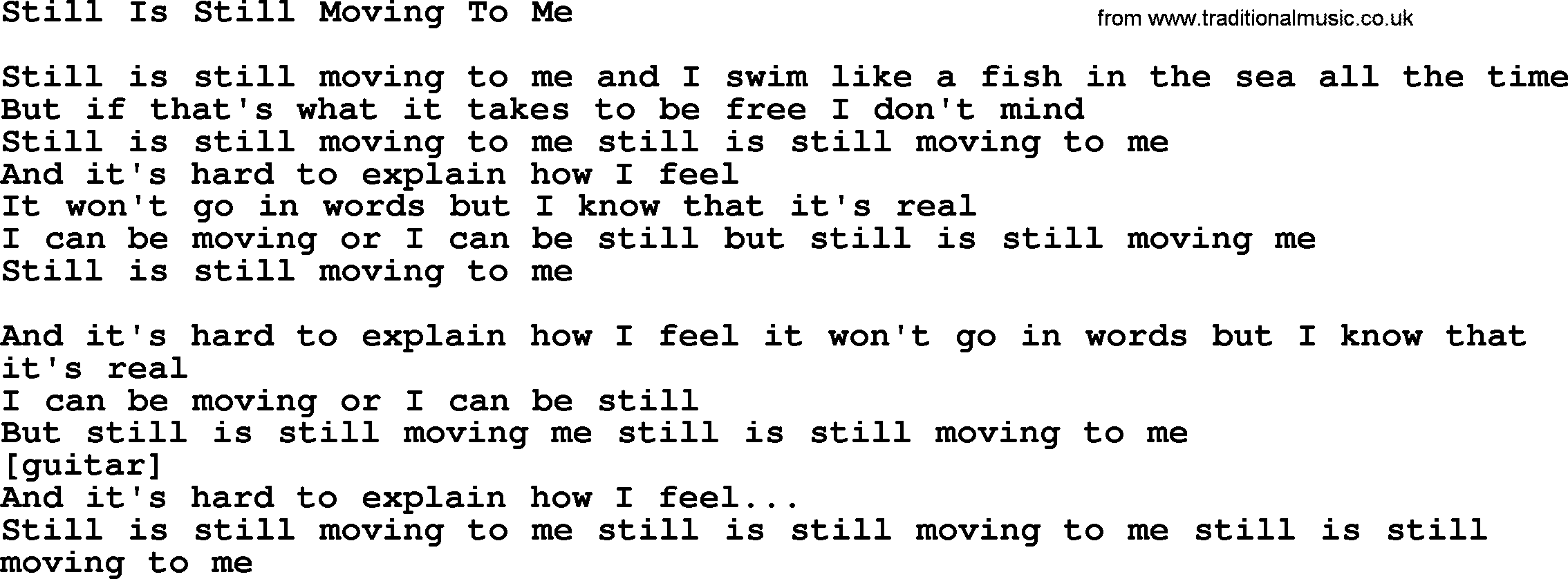 Willie Nelson song: Still Is Still Moving To Me lyrics