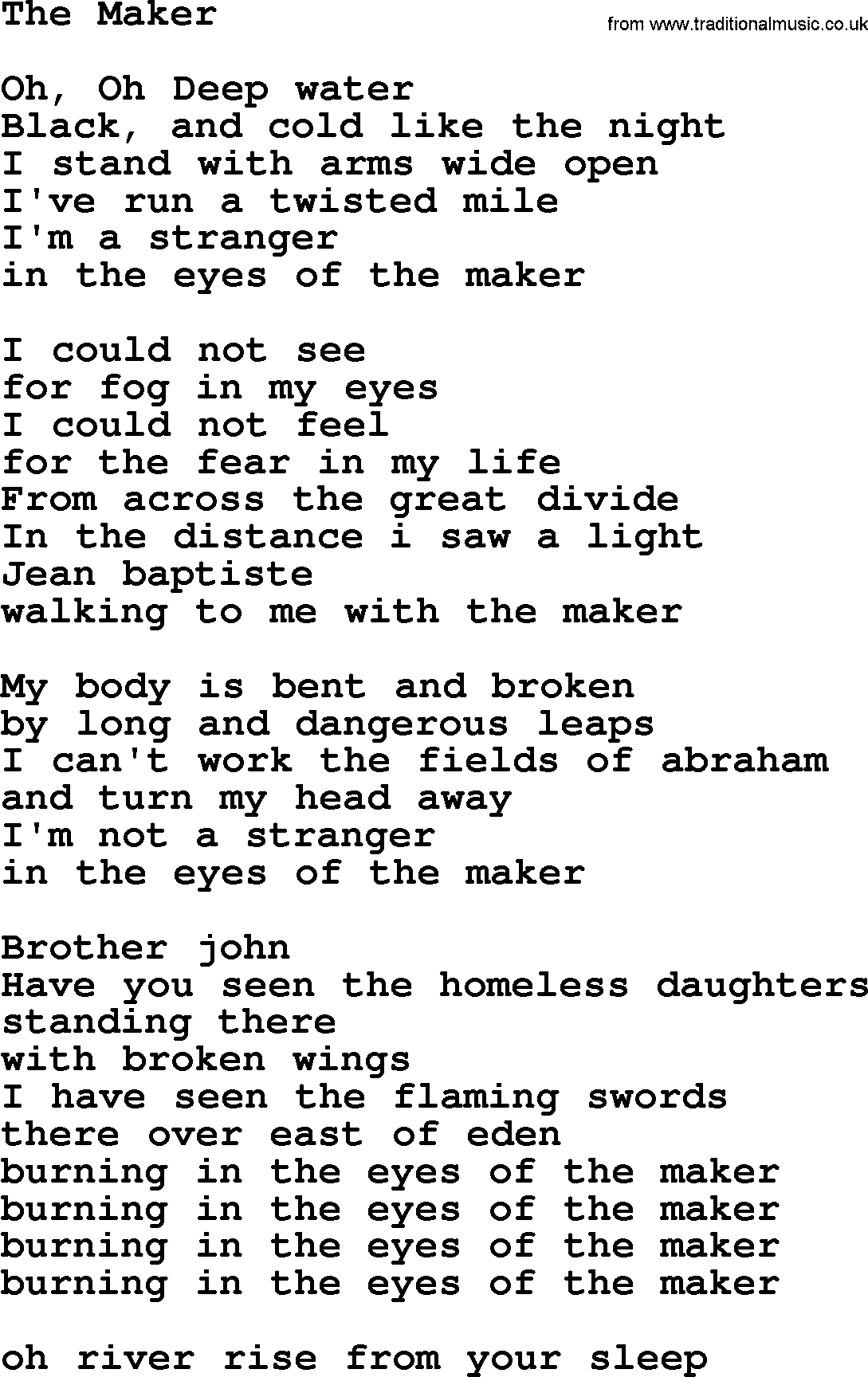Willie Nelson song: The Maker lyrics