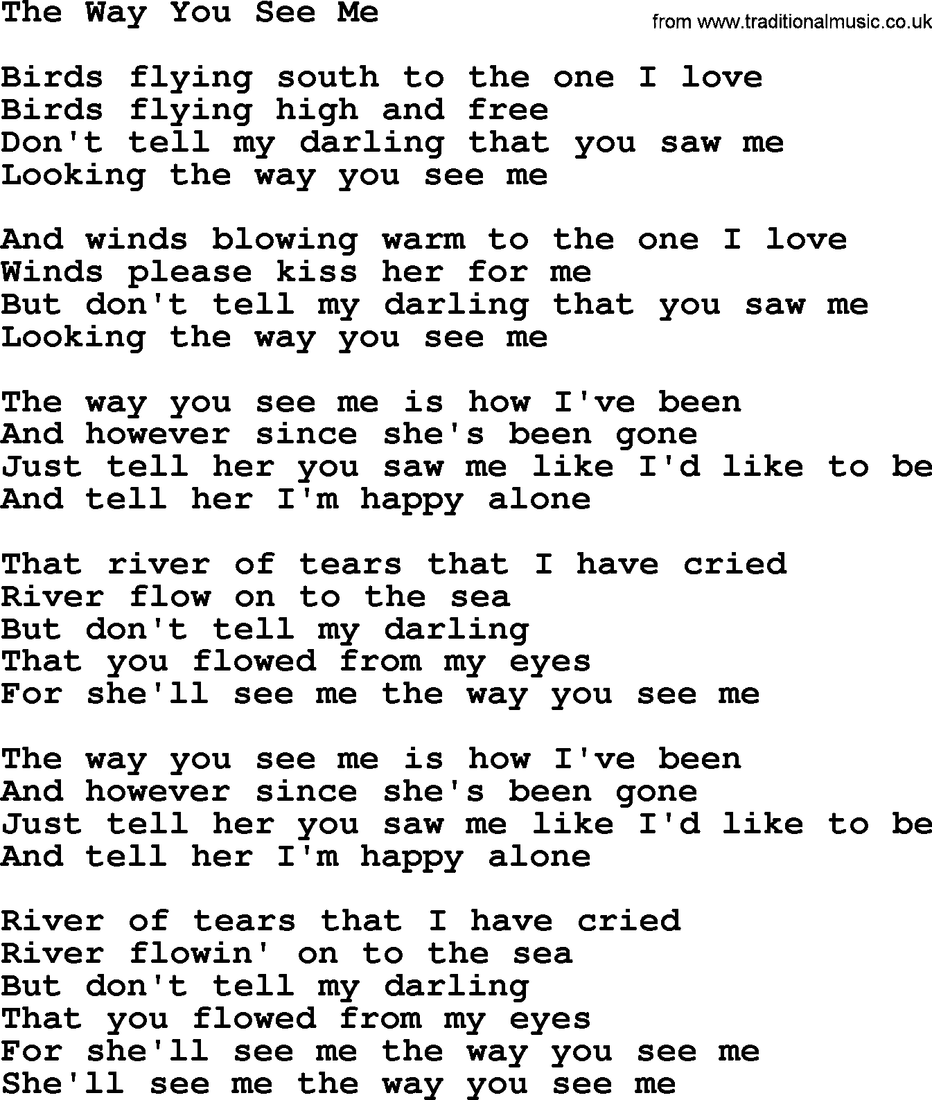 Willie Nelson Song The Way You See Me Lyrics