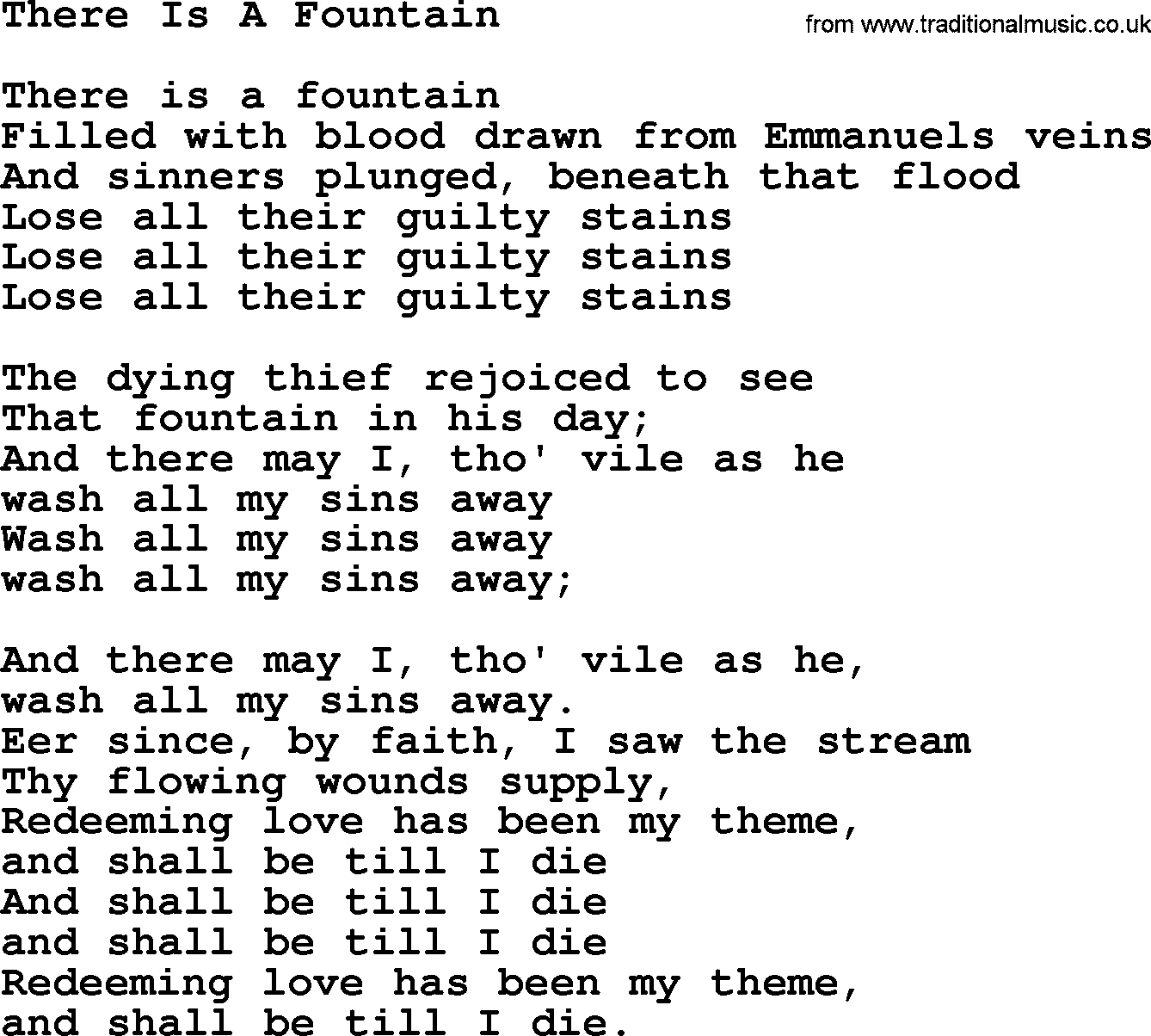 Willie Nelson song: There Is A Fountain lyrics