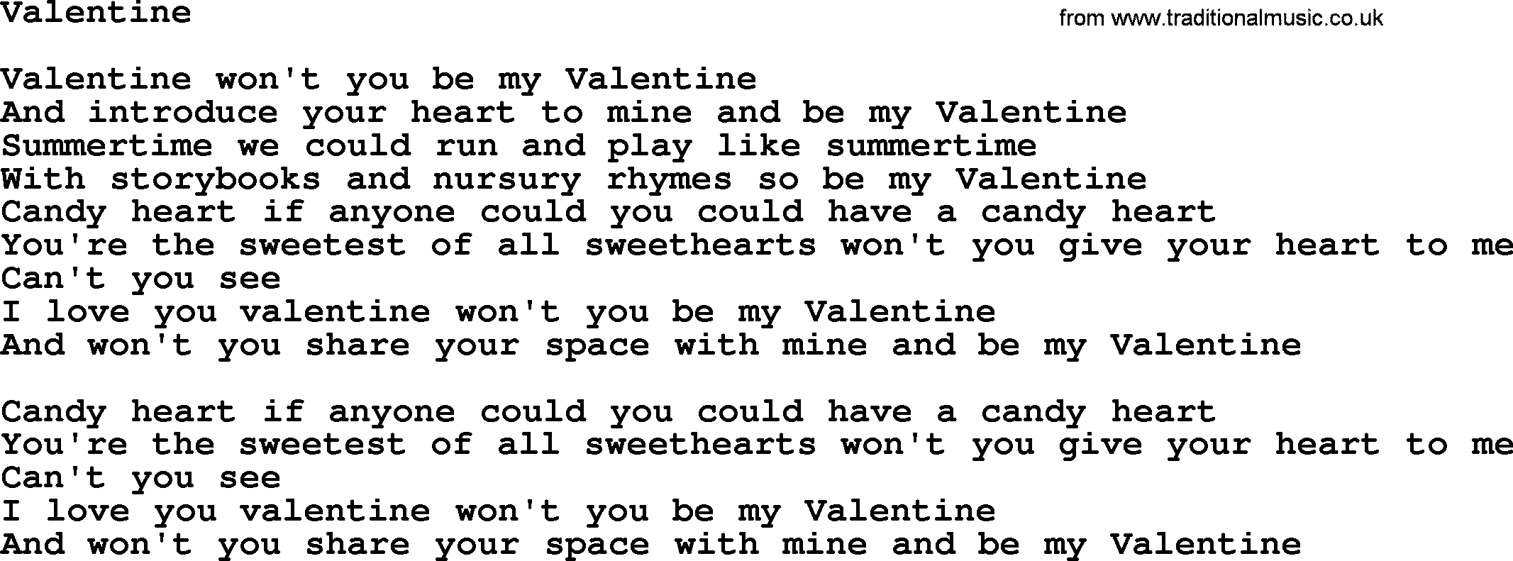 Willie Nelson song: Valentine lyrics