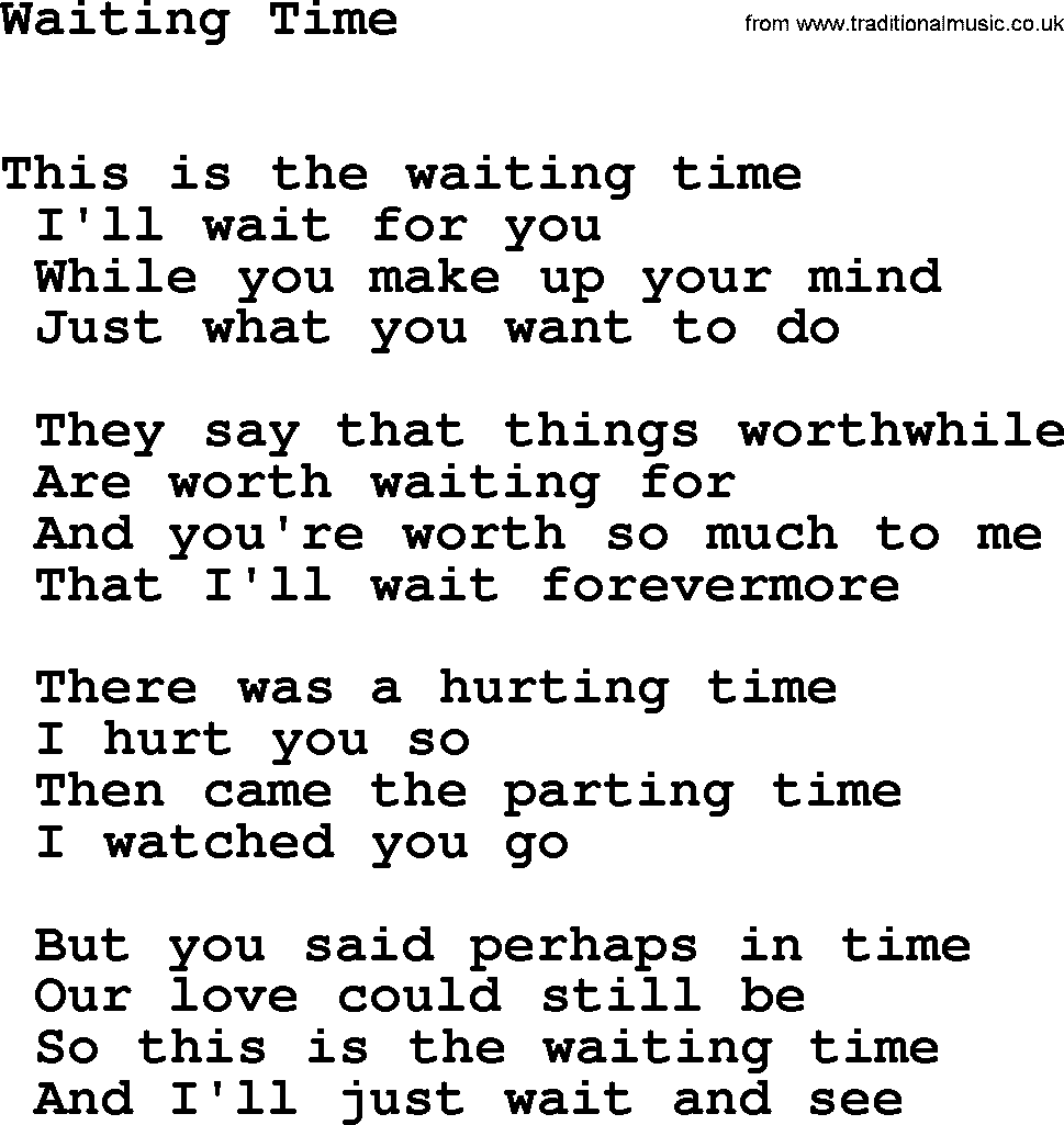 Willie Nelson song: Waiting Time lyrics