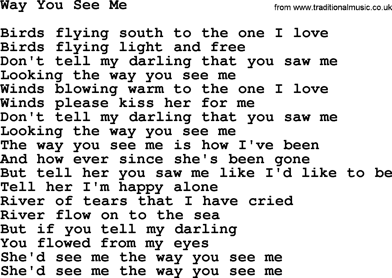 Willie Nelson song: Way You See Me lyrics
