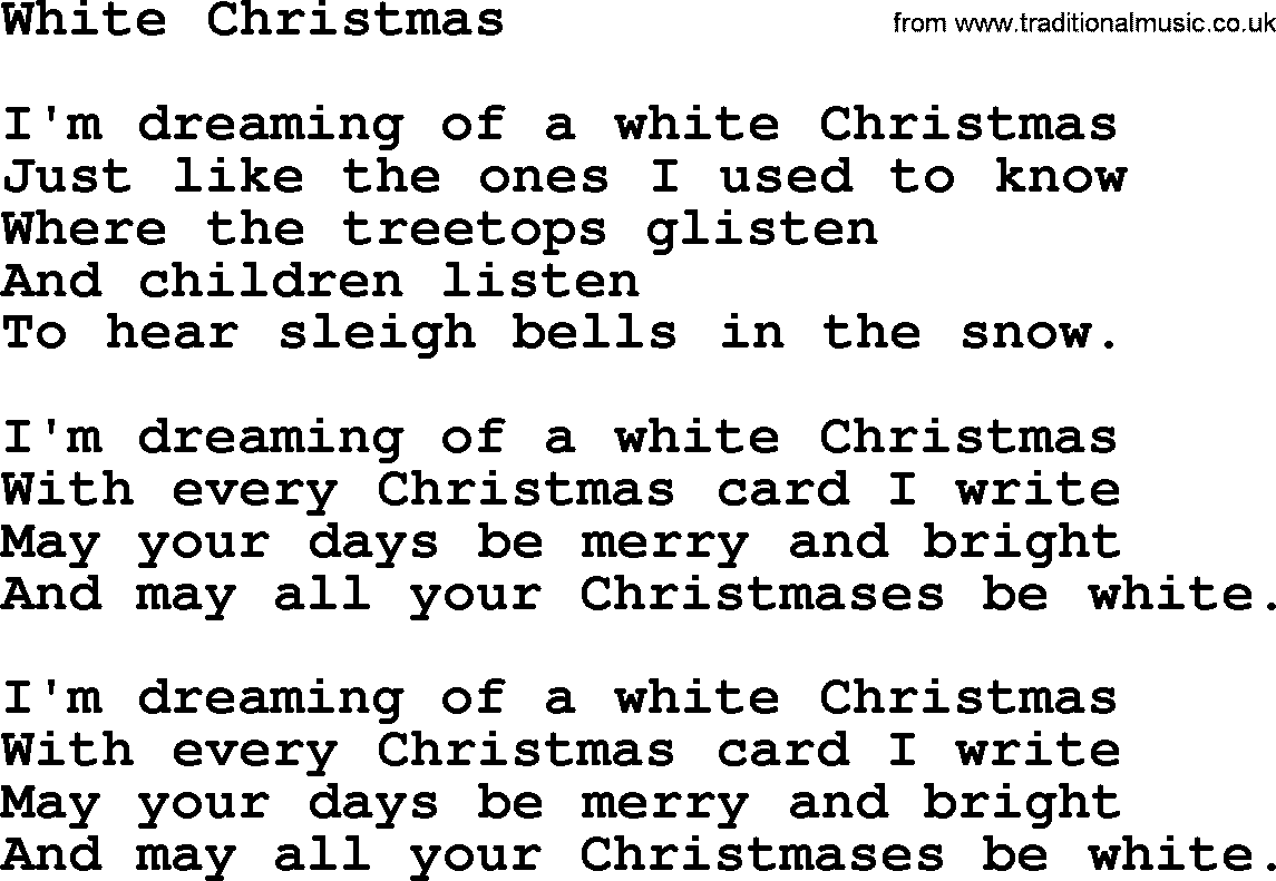 Willie Nelson song: White Christmas lyrics
