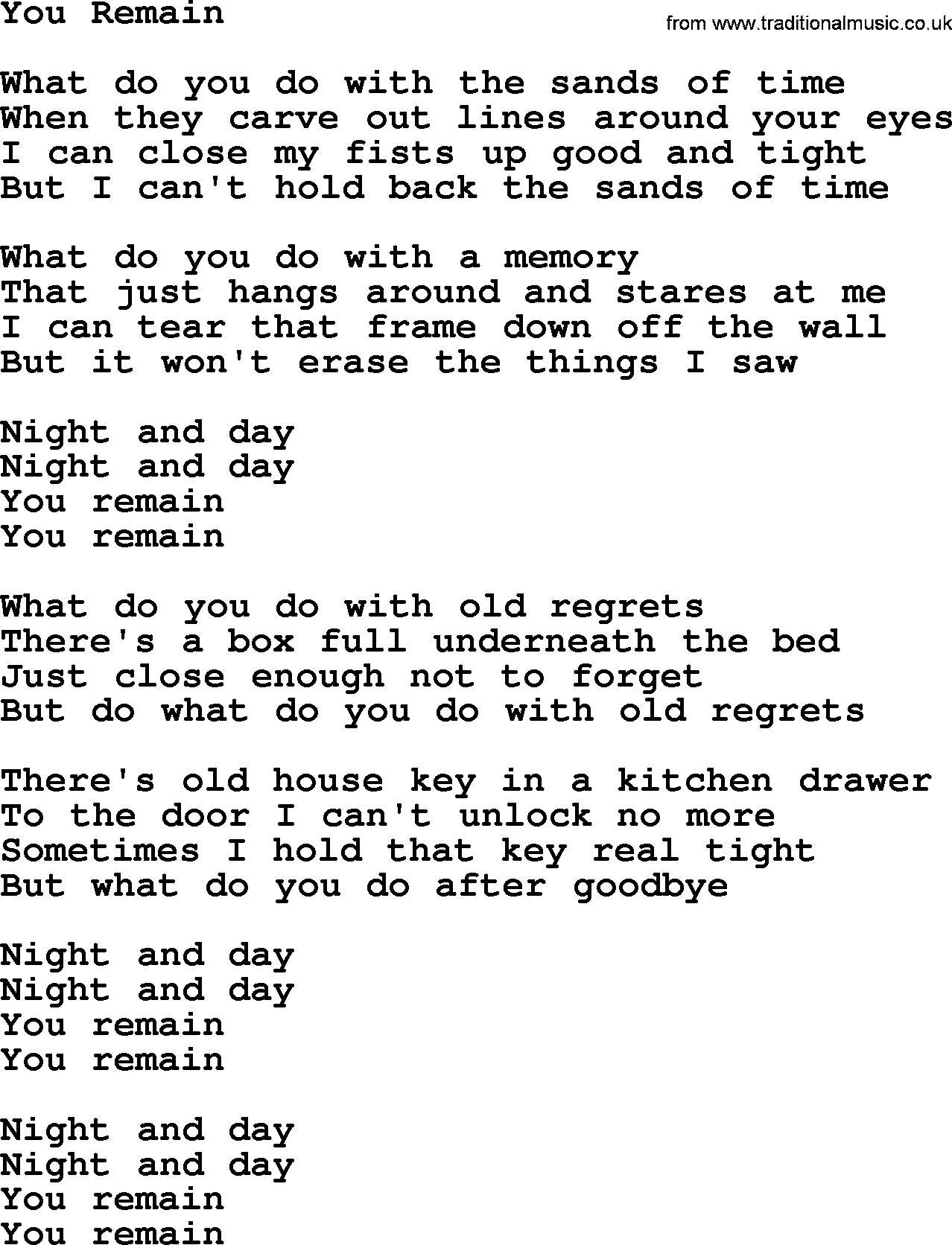 Willie Nelson song: You Remain lyrics