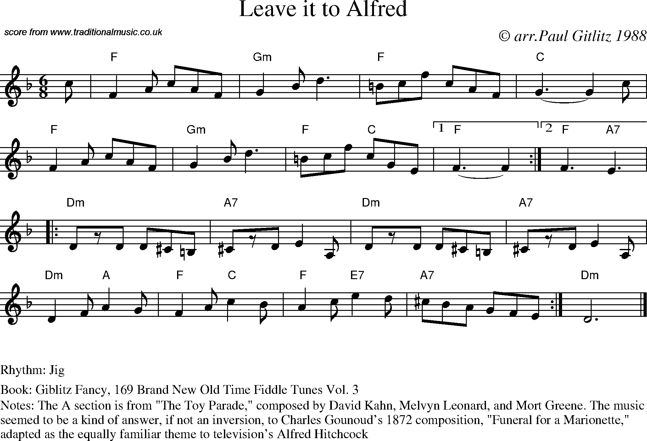 Sheet Music Score for Jig - Leave it to Alfred