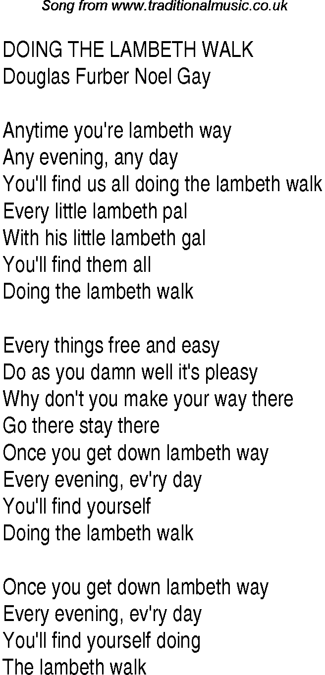 1940s top songs - lyrics for Doing The Lambeth Walk