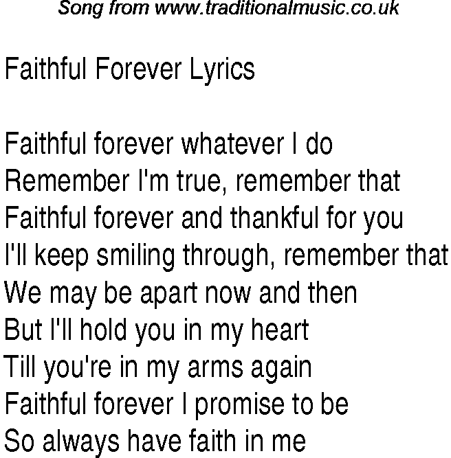 1940s top songs - lyrics for Faithful Forever(Glen Miller)
