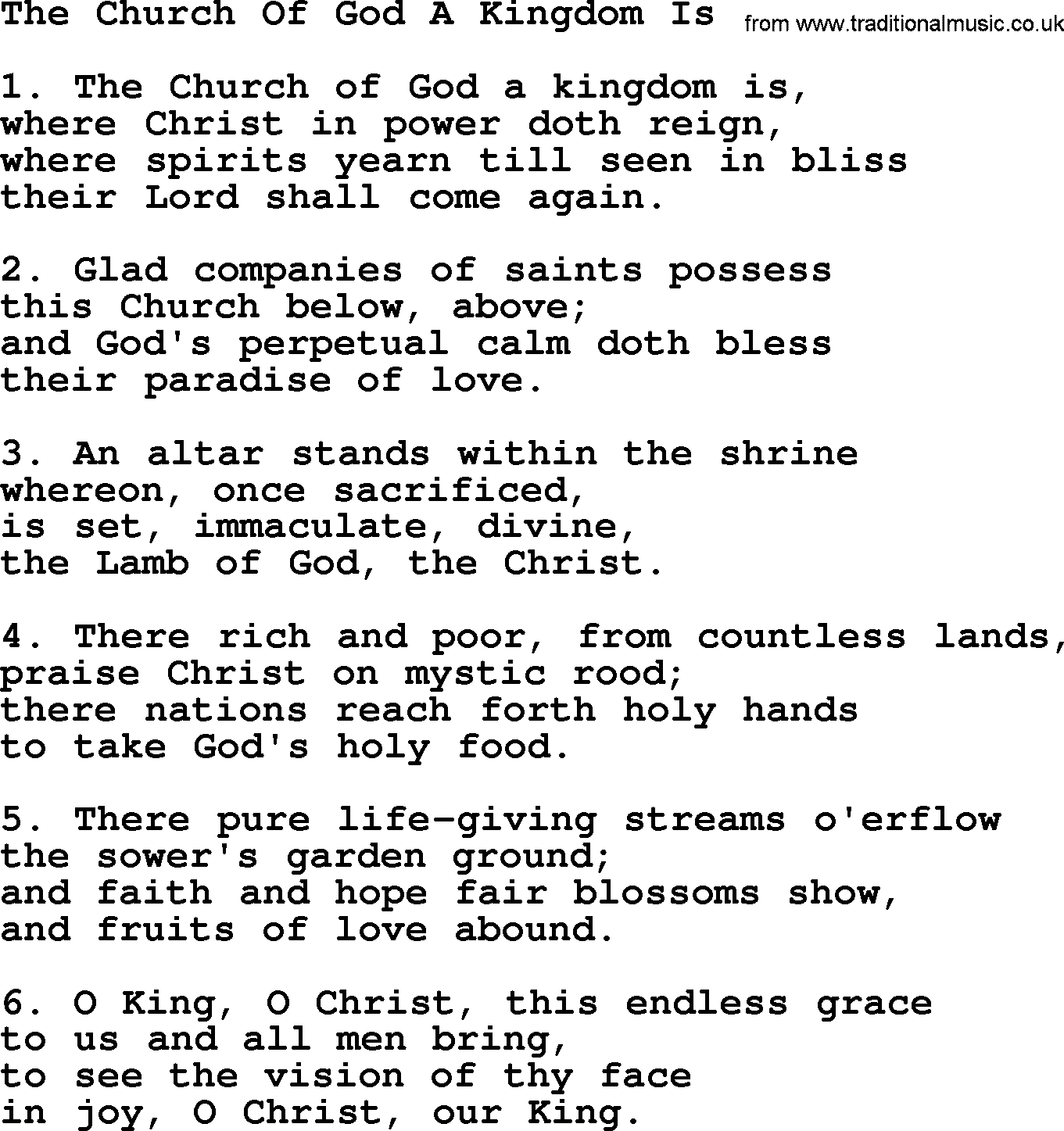 Advent Hymns, Hymn: The Church Of God A Kingdom Is, lyrics with PDF