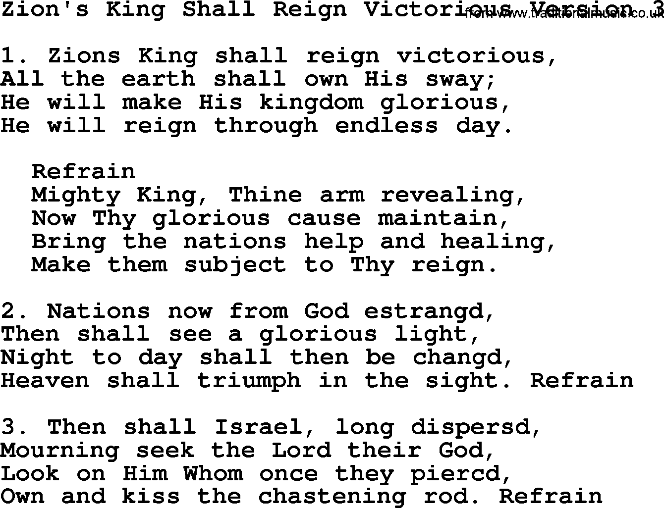 Advent Hymns, Hymn: Zion's King Shall Reign Victorious 3, lyrics with PDF