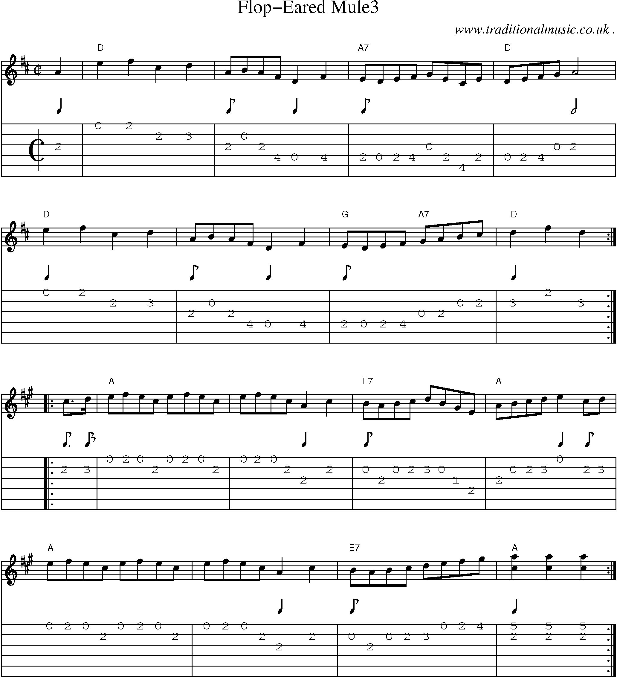 Music Score and Guitar Tabs for Flop-eared Mule3