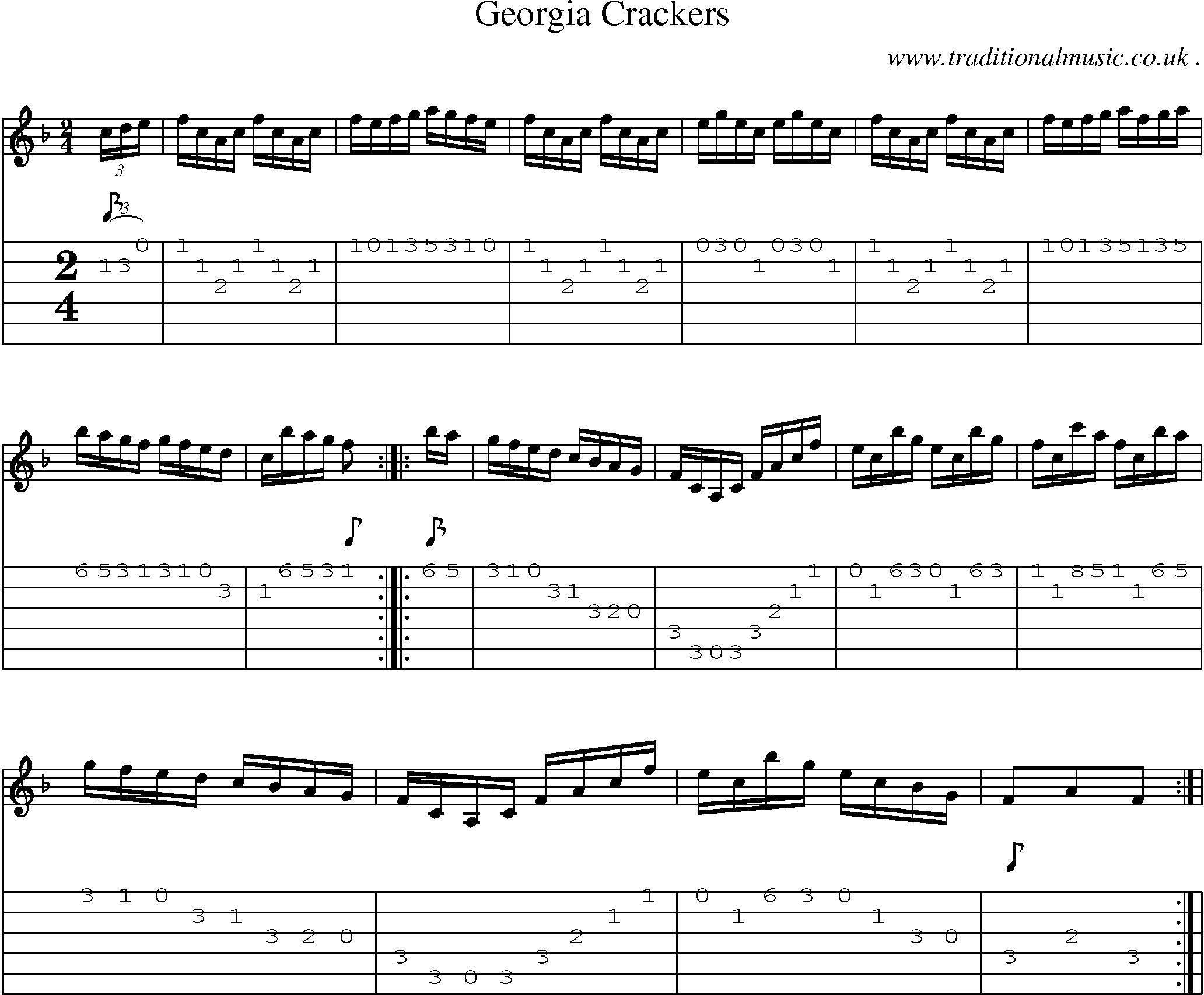 Music Score and Guitar Tabs for Georgia Crackers