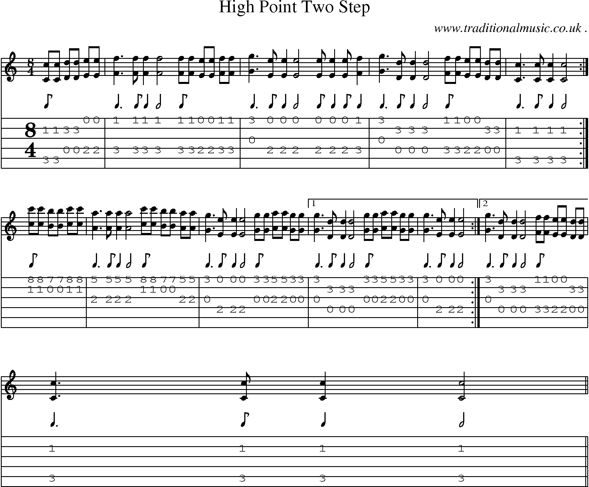 Music Score and Guitar Tabs for High Point Two Step