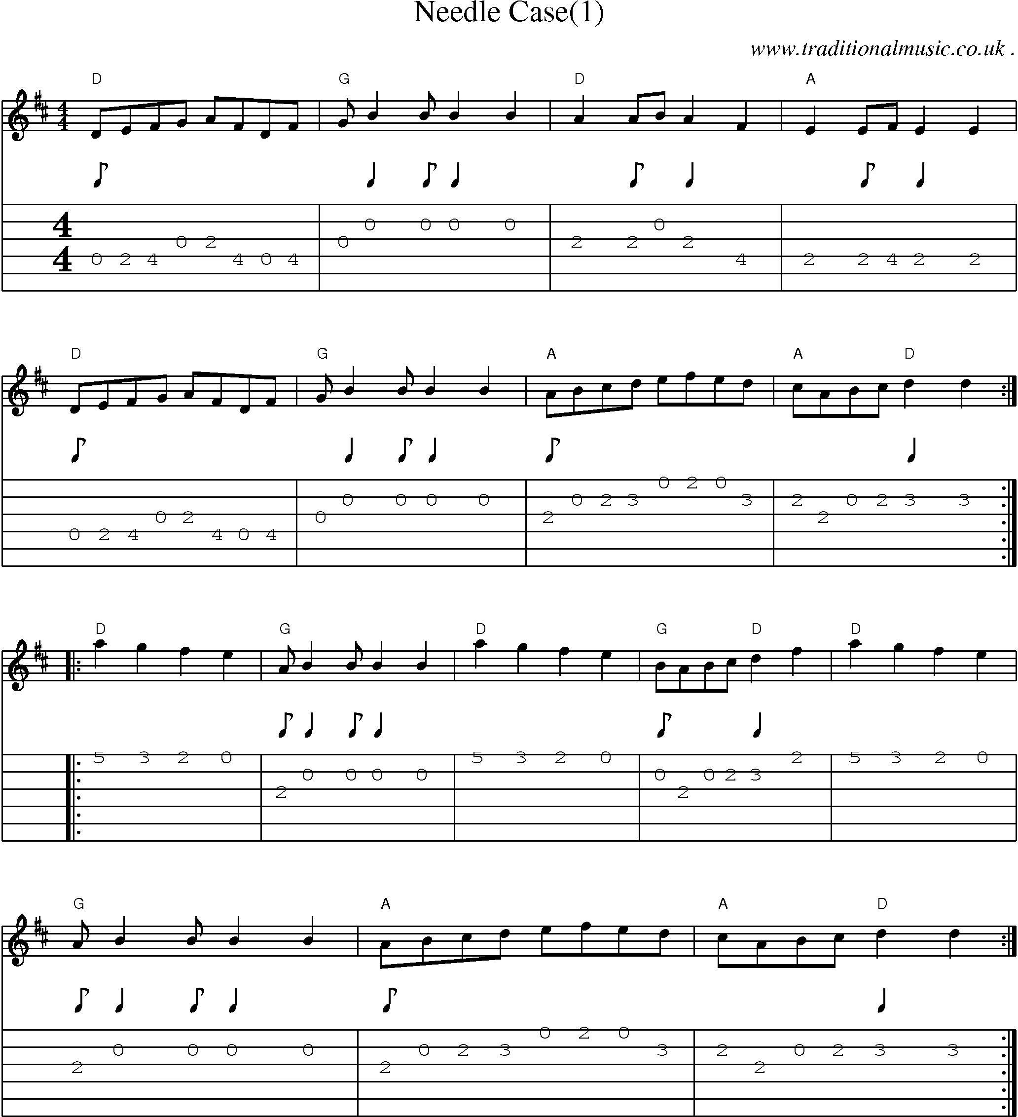 Music Score and Guitar Tabs for Needle Case(1)