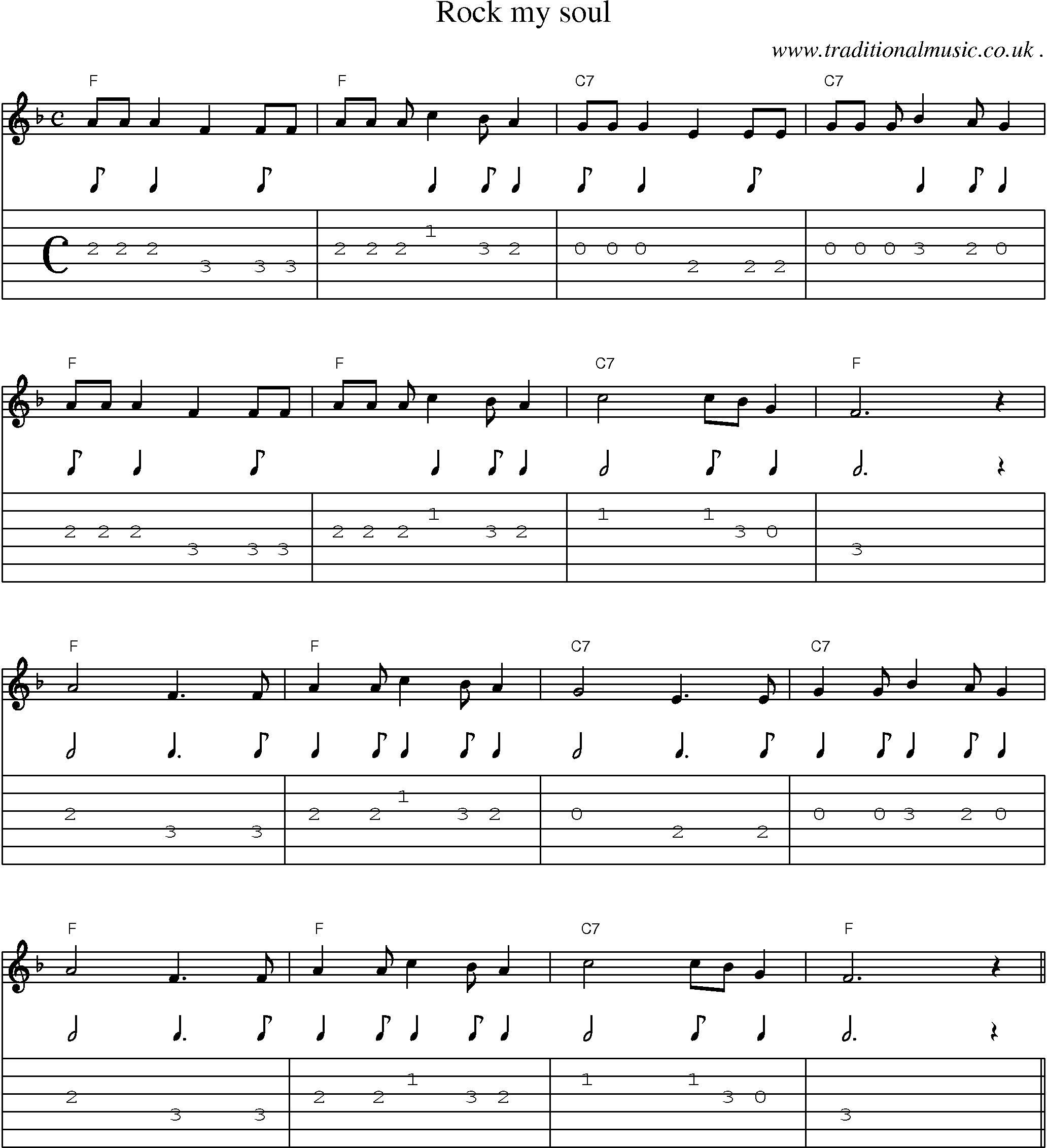 Music Score and Guitar Tabs for Rock My Soul