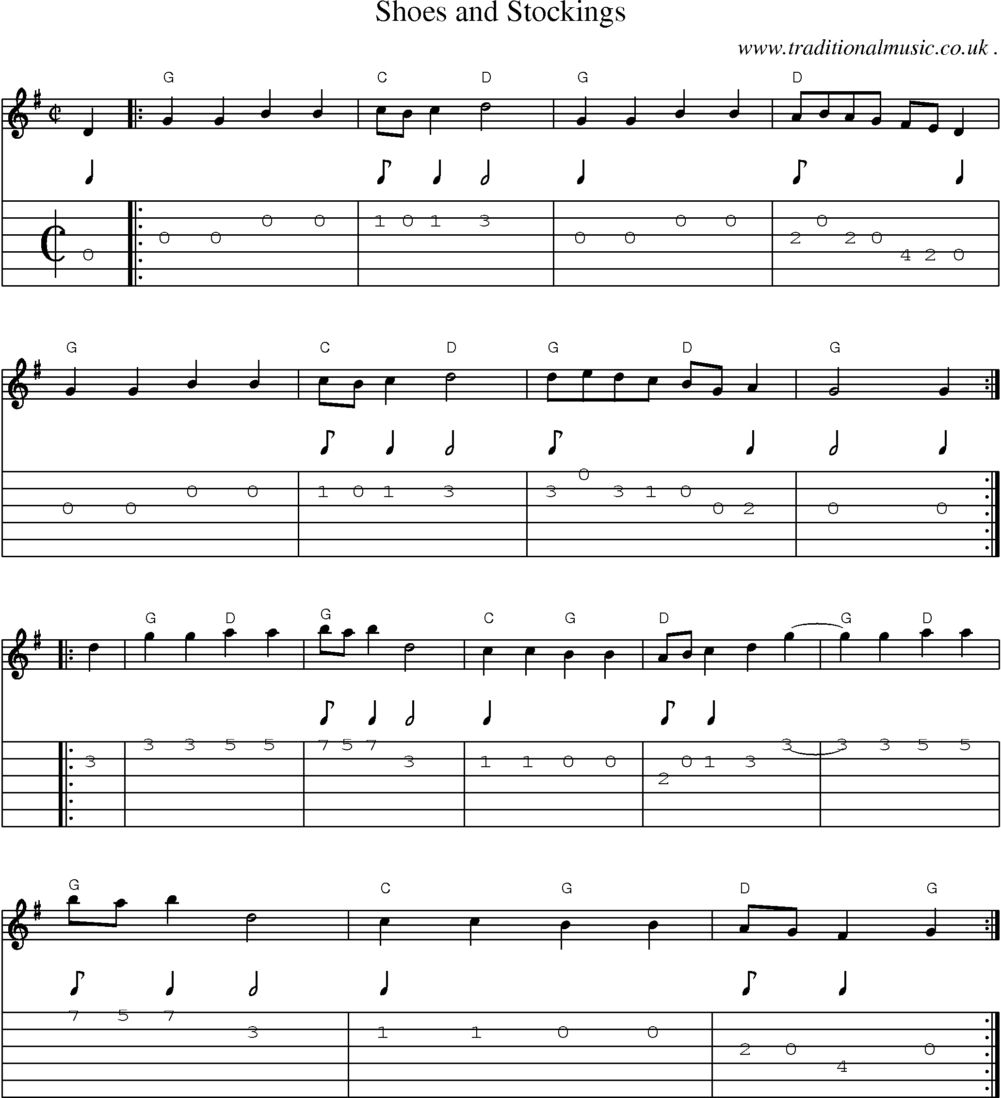 Music Score and Guitar Tabs for Shoes And Stockings