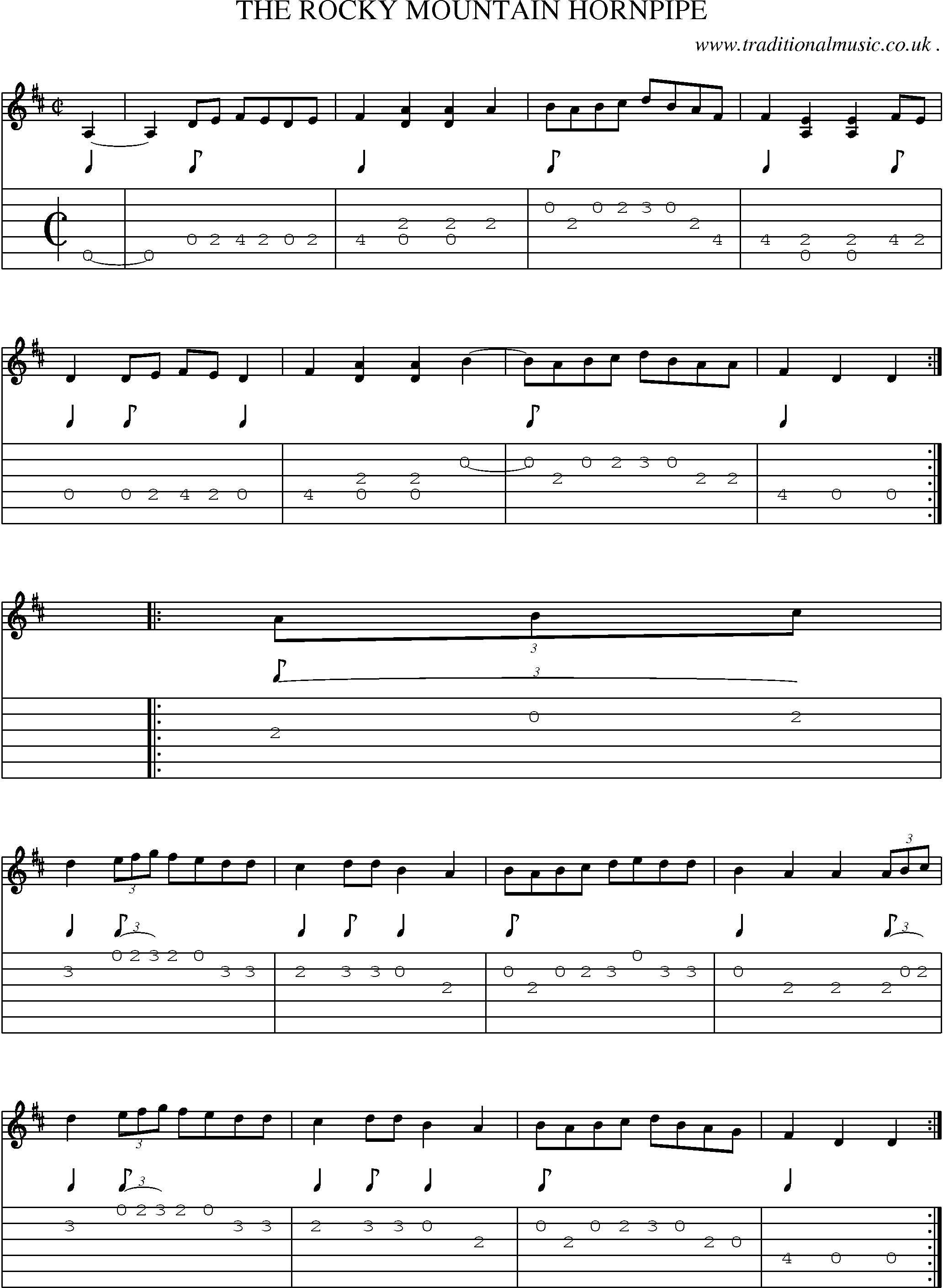 Music Score and Guitar Tabs for The Rocky Mountain Hornpipe