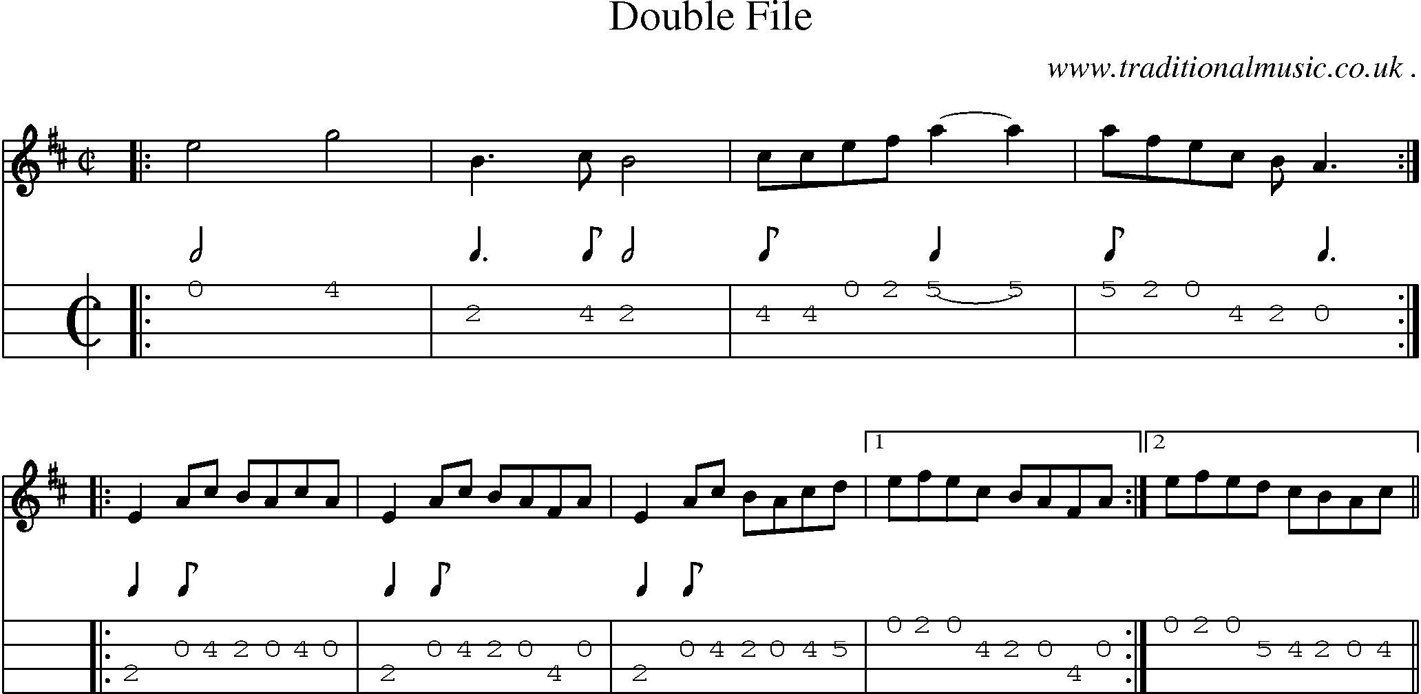 Music Score and Mandolin Tabs for Double File