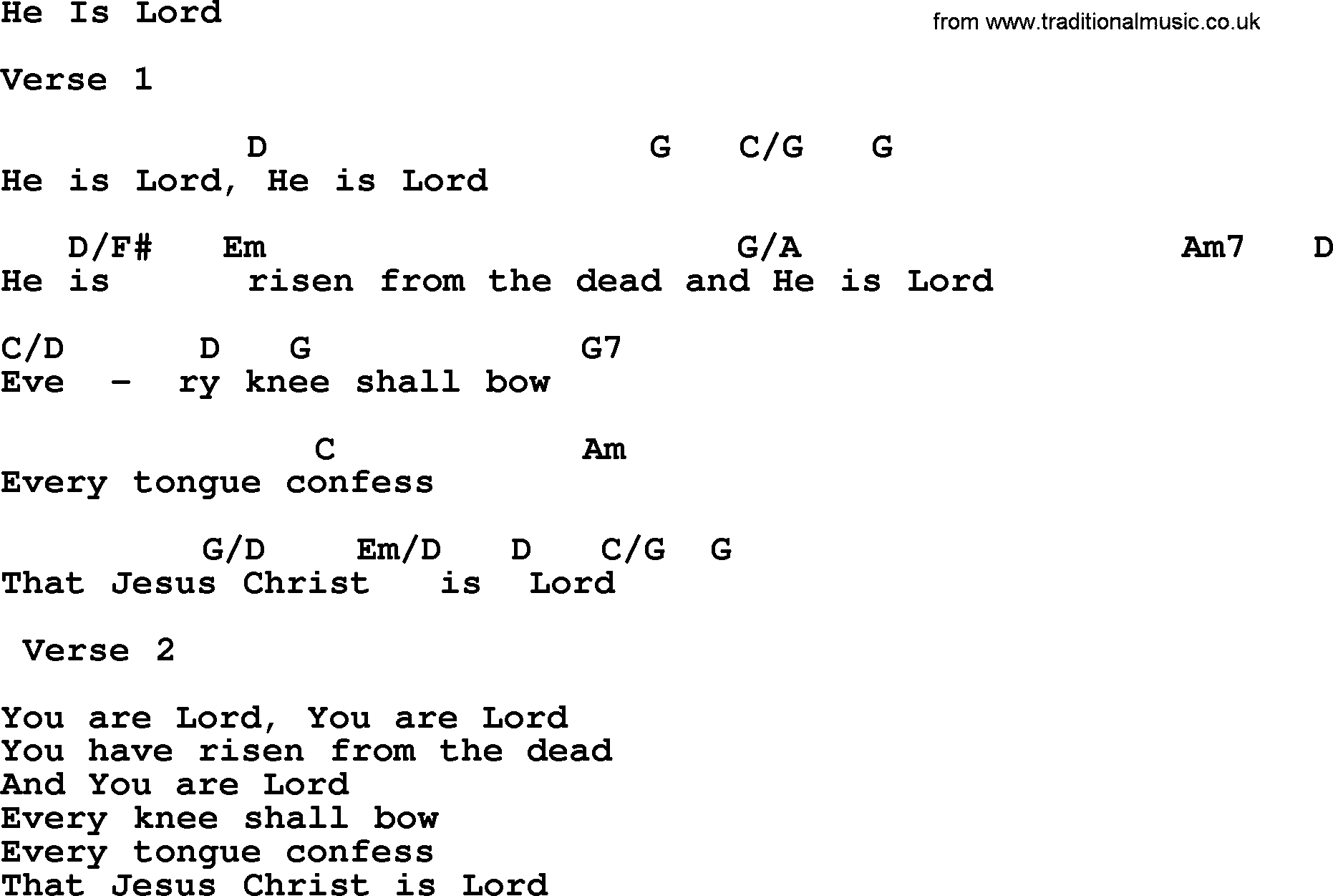 Ascensiontide Hynms collection, Hymn: He Is Lord lyrics, chords and PDF