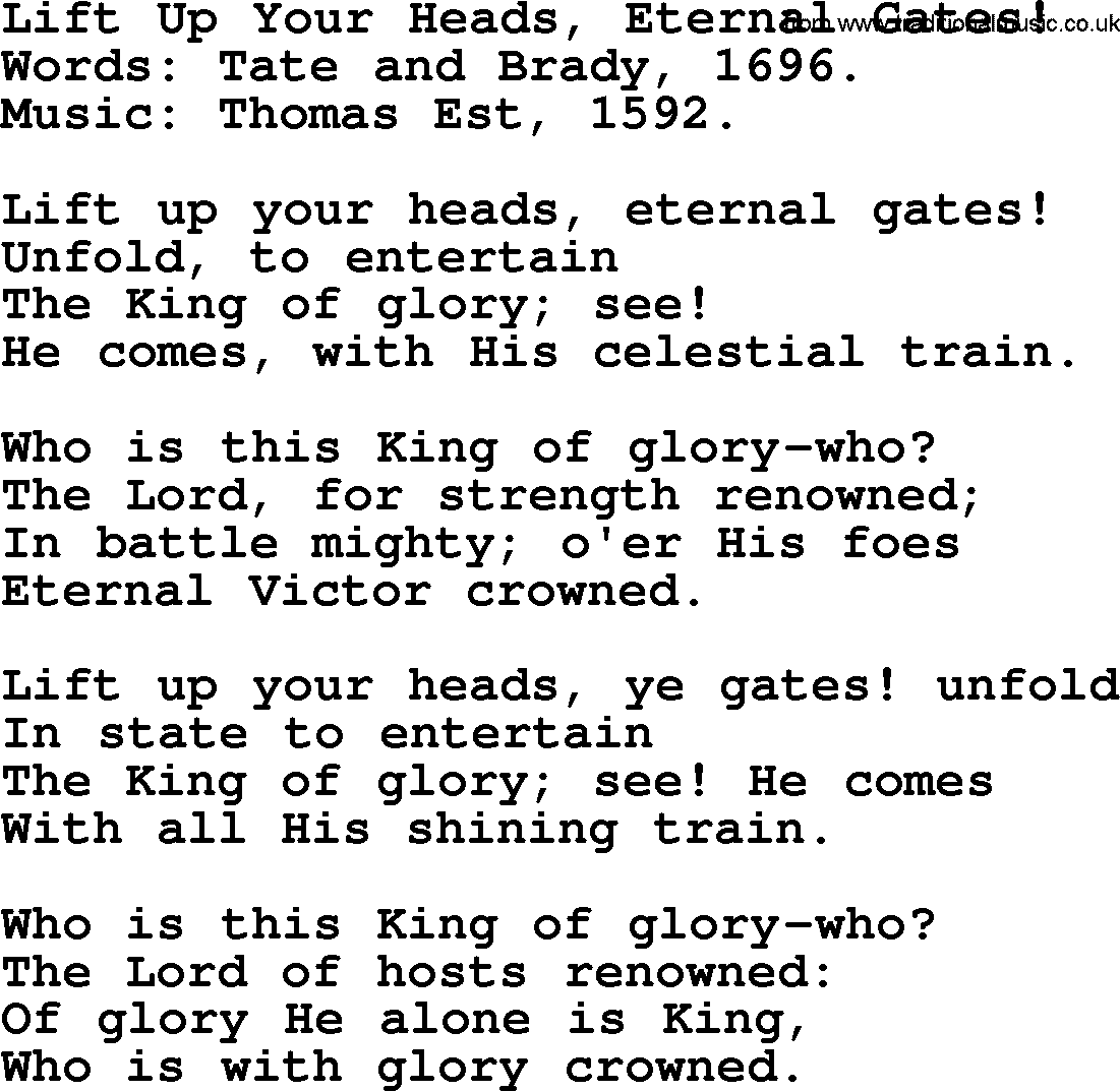 Ascensiontide Hynms collection, Hymn: Lift Up Your Heads, Eternal Gates!, lyrics and PDF