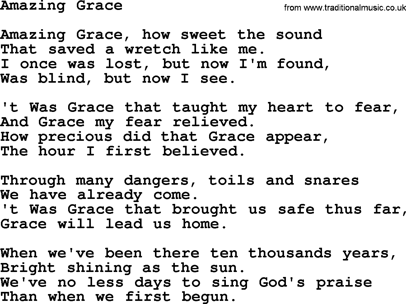 Joan Baez song Amazing Grace, lyrics