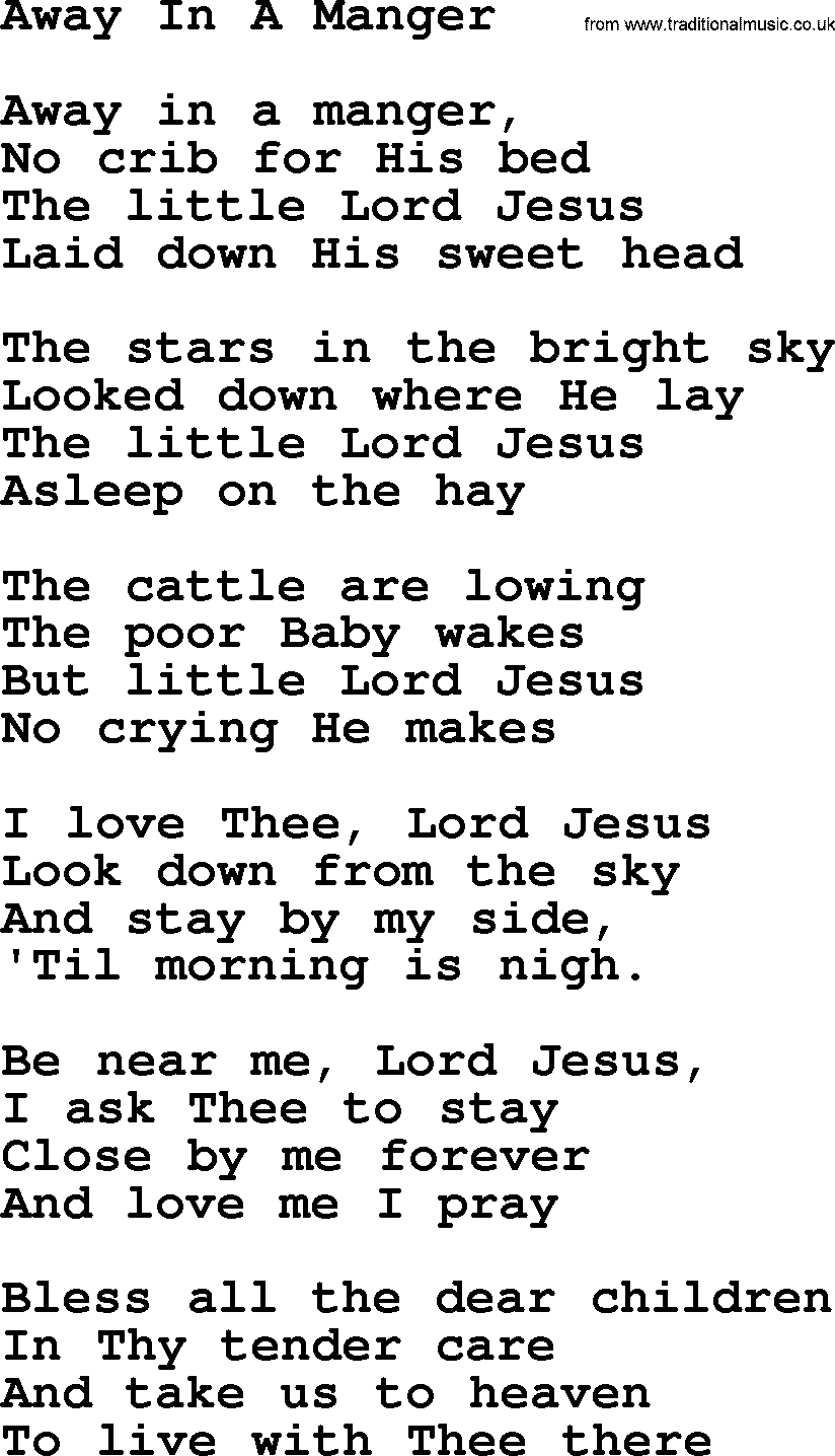 Joan Baez song Away In A Manger, lyrics