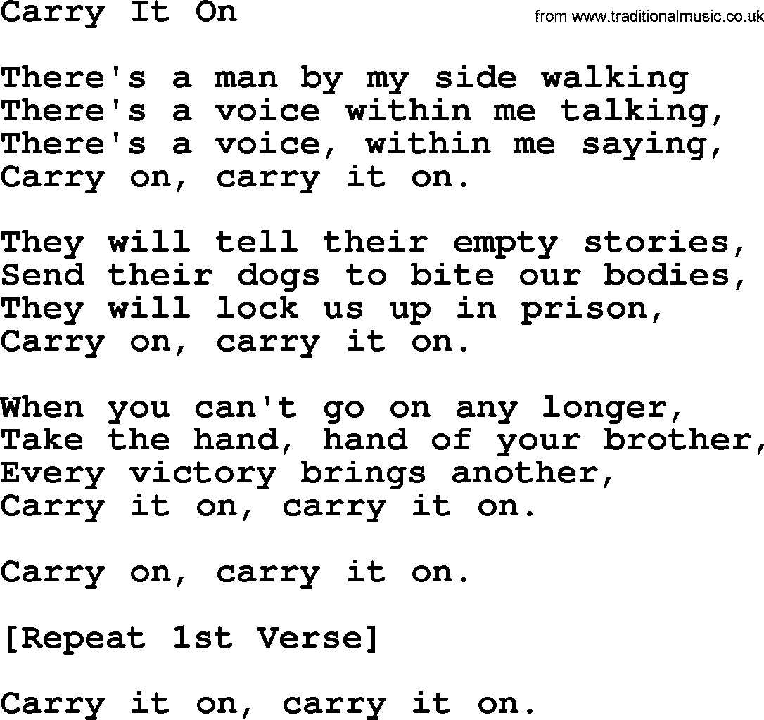 Joan Baez song Carry It On, lyrics