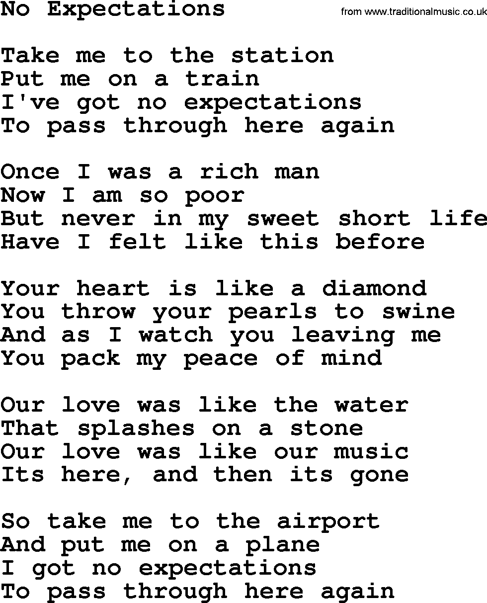 Joan Baez song No Expectations, lyrics