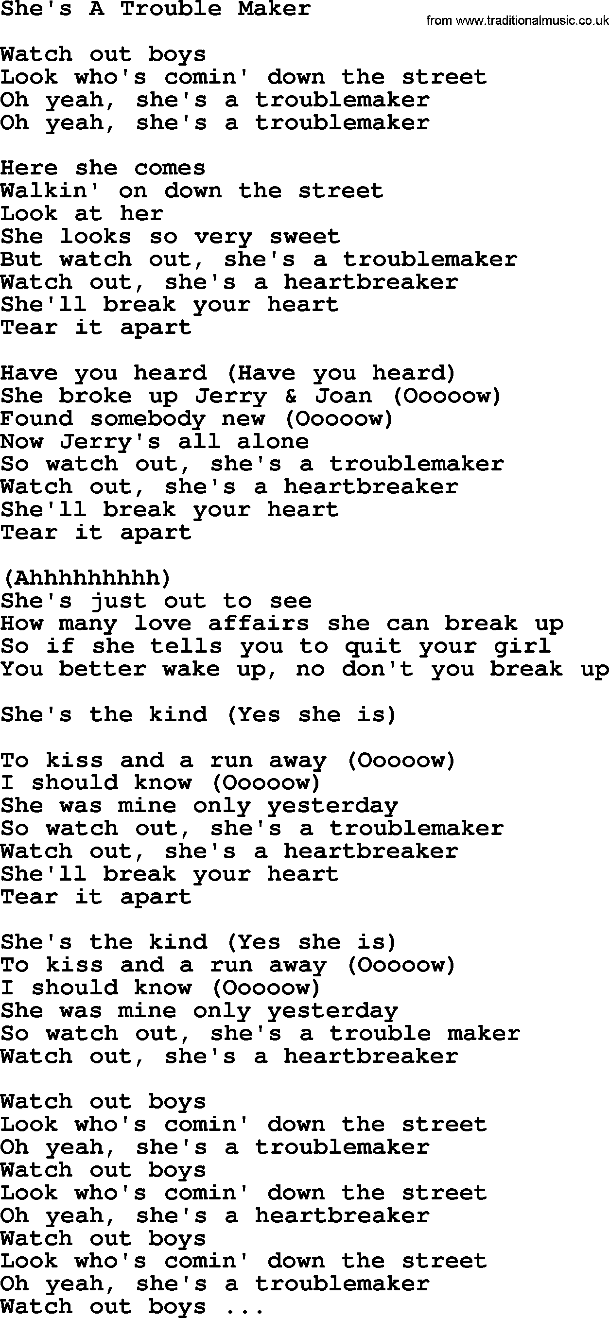 Joan Baez song She's A Trouble Maker, lyrics