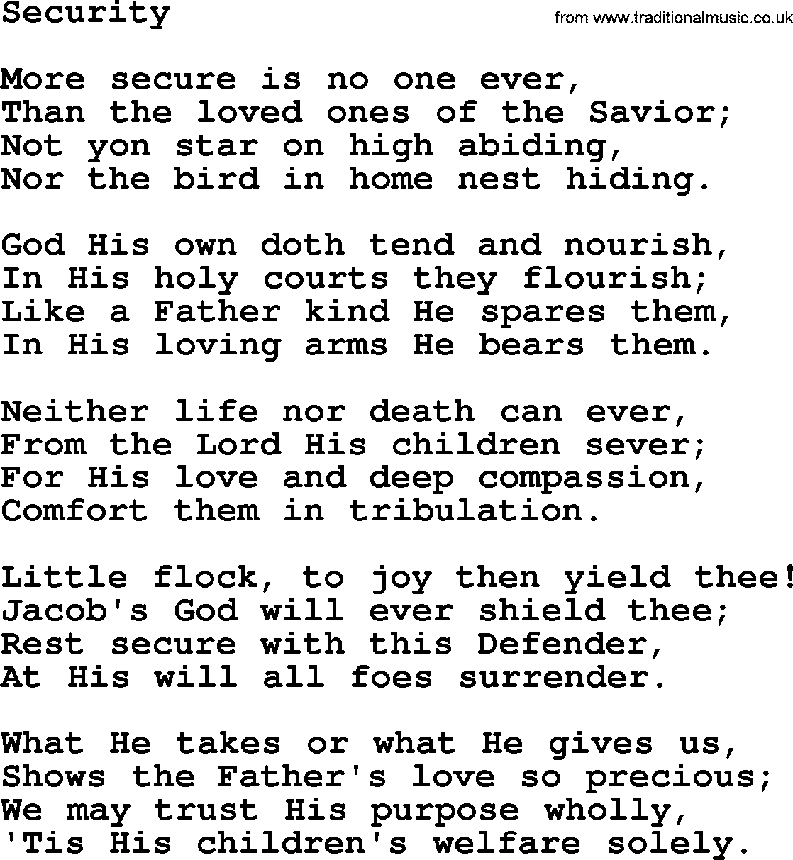 Baptist Hymnal Hymn: Security, lyrics with pdf