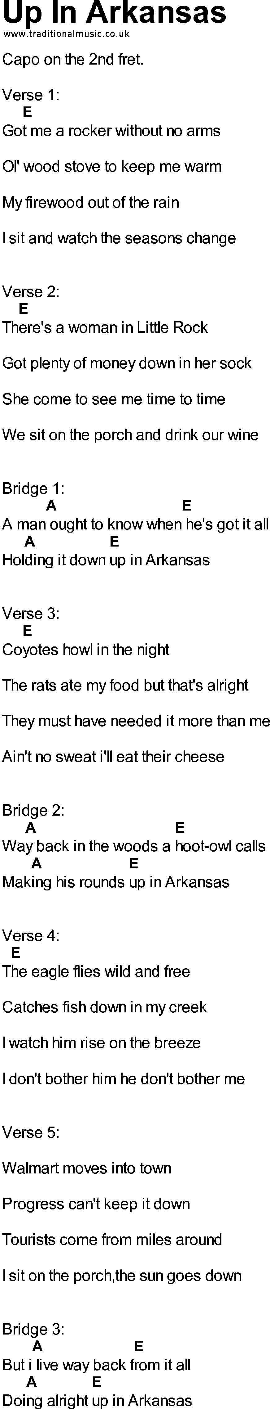 Bluegrass songs with chords - Up In Arkansas