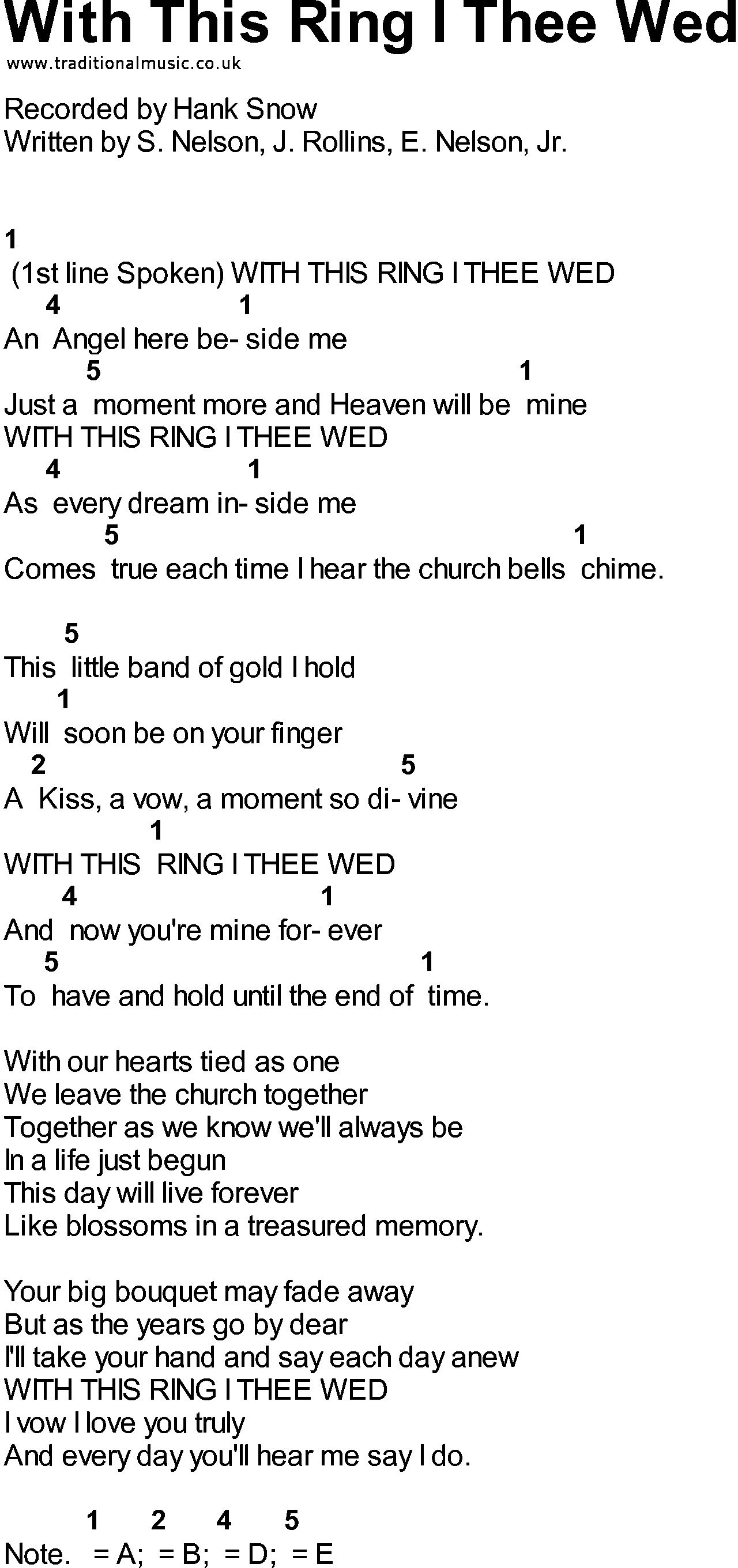 Bluegrass songs with chords - With This Ring I Thee Wed