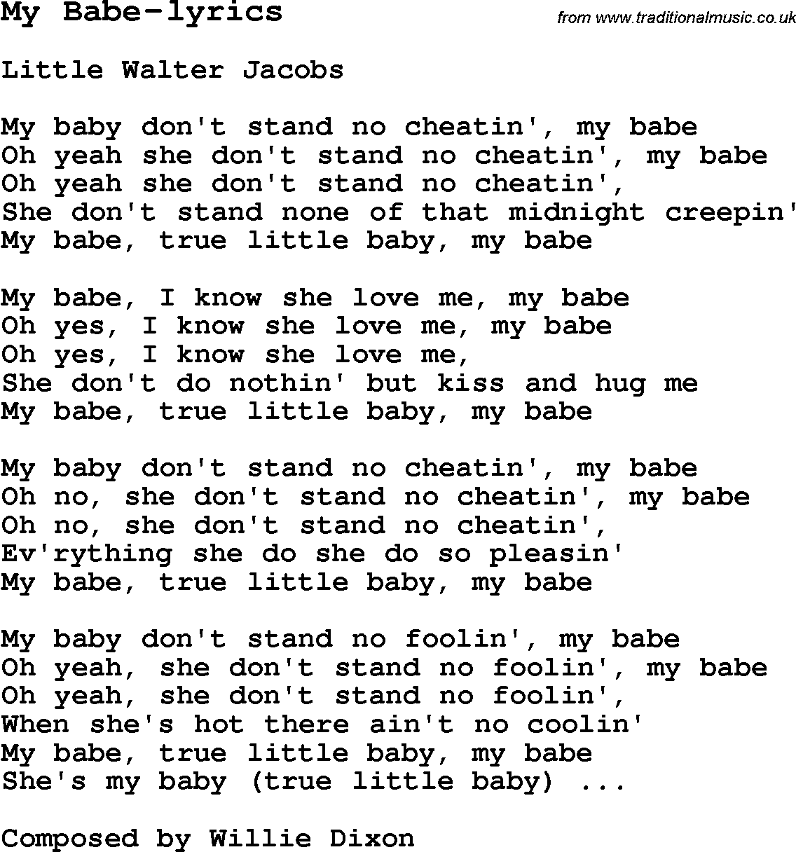 My Babe Sheet Music | Little Walter | E-Z Play Today