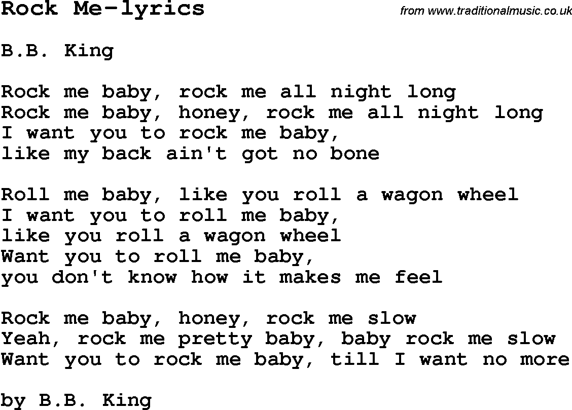 Blues Guitar Song, lyrics, chords, tablature, playing hints for Rock Me-lyrics