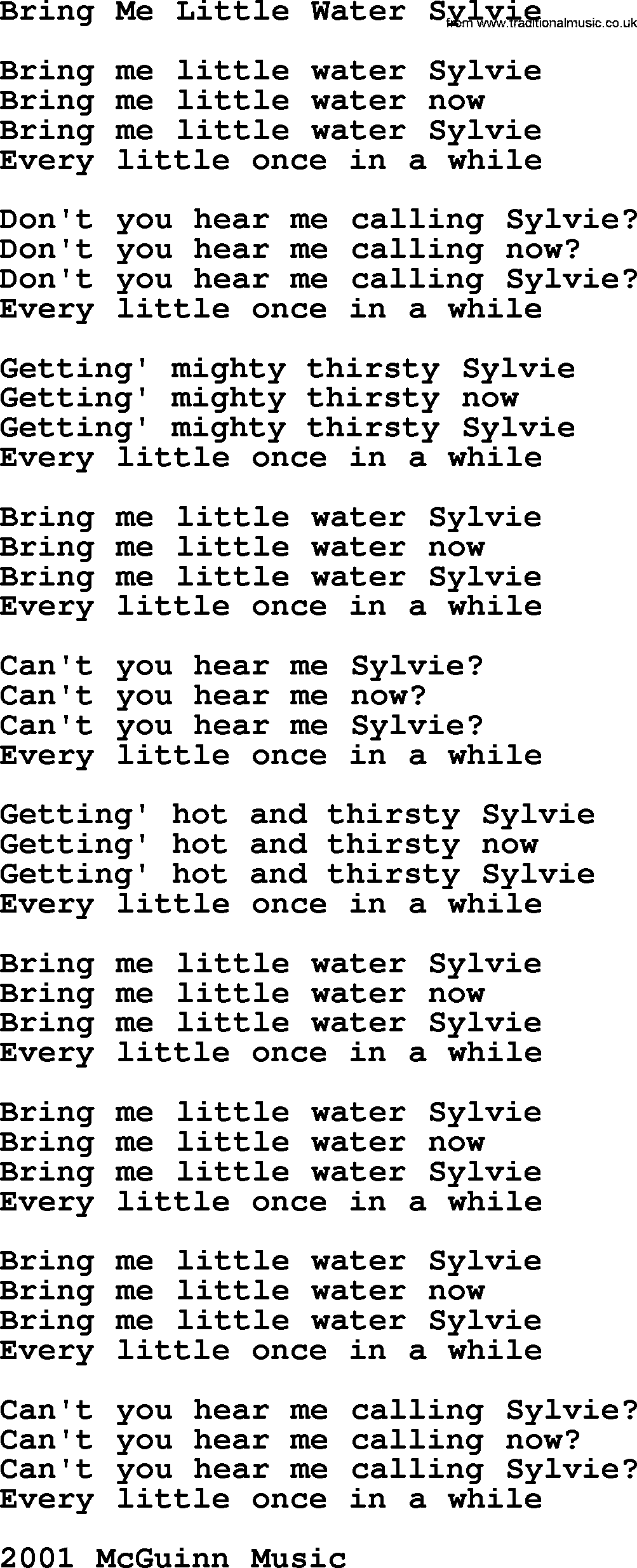 Текст песни bring me. Bring me a little Water Sylvie Ноты. Bring me little Water Silvy Ноты.