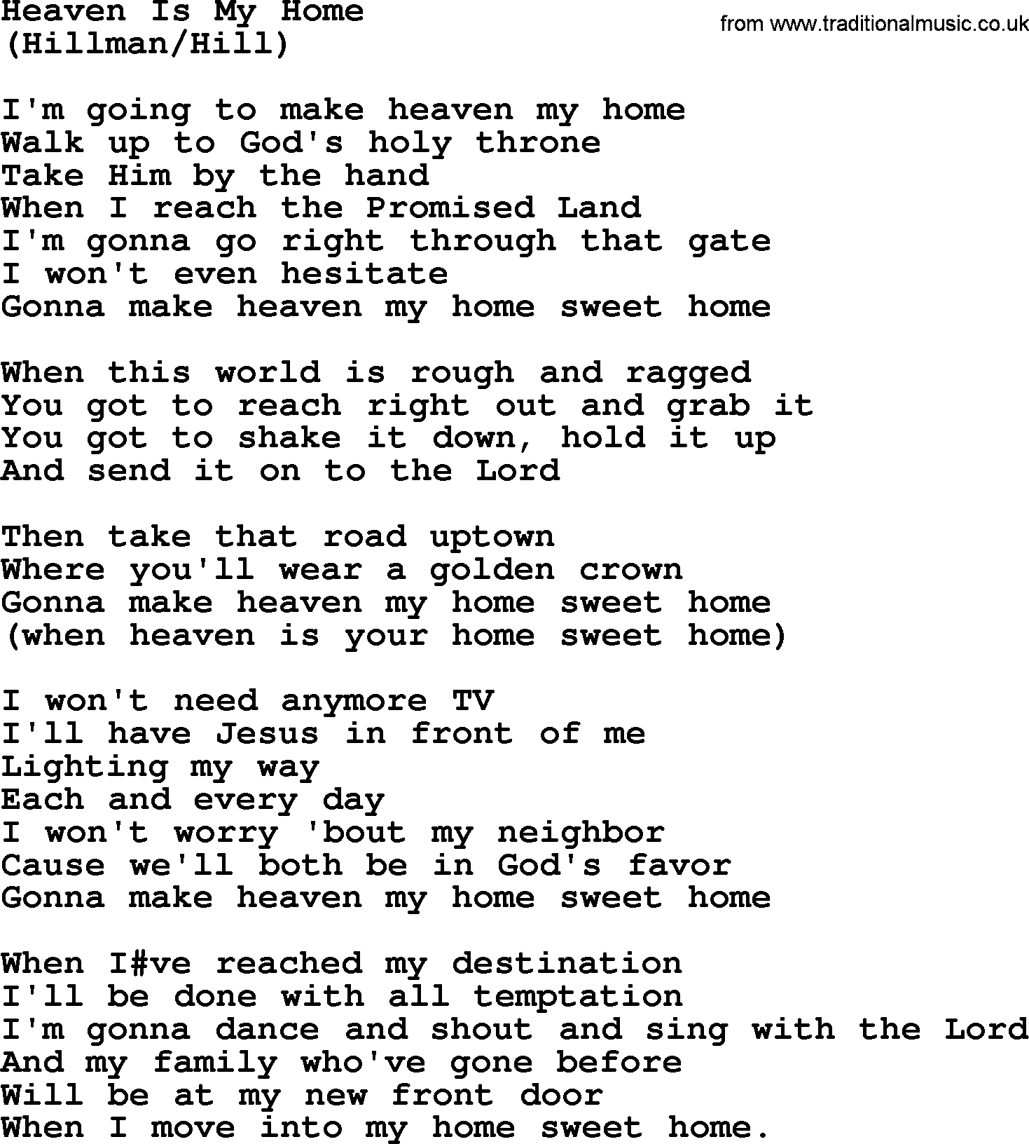 Heaven Is My Home, by The Byrds - lyrics with pdf